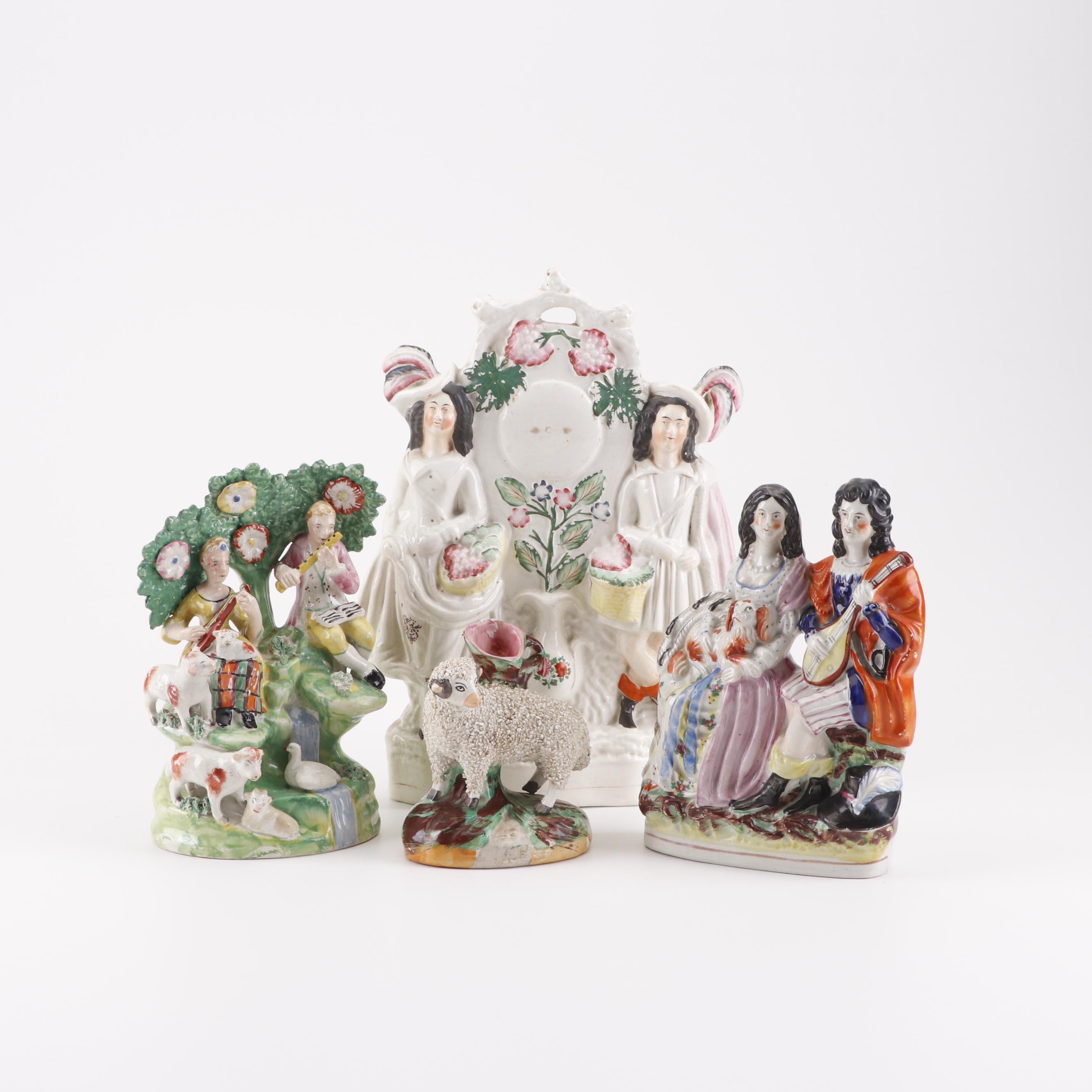 Staffordshire Figurines and Watch Holder