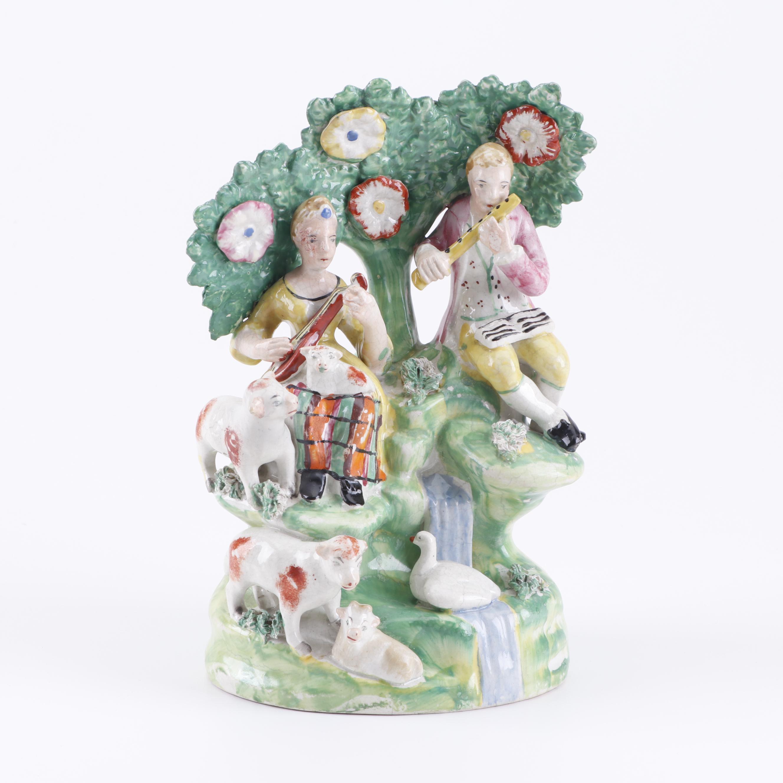 Staffordshire Figurines and Watch Holder