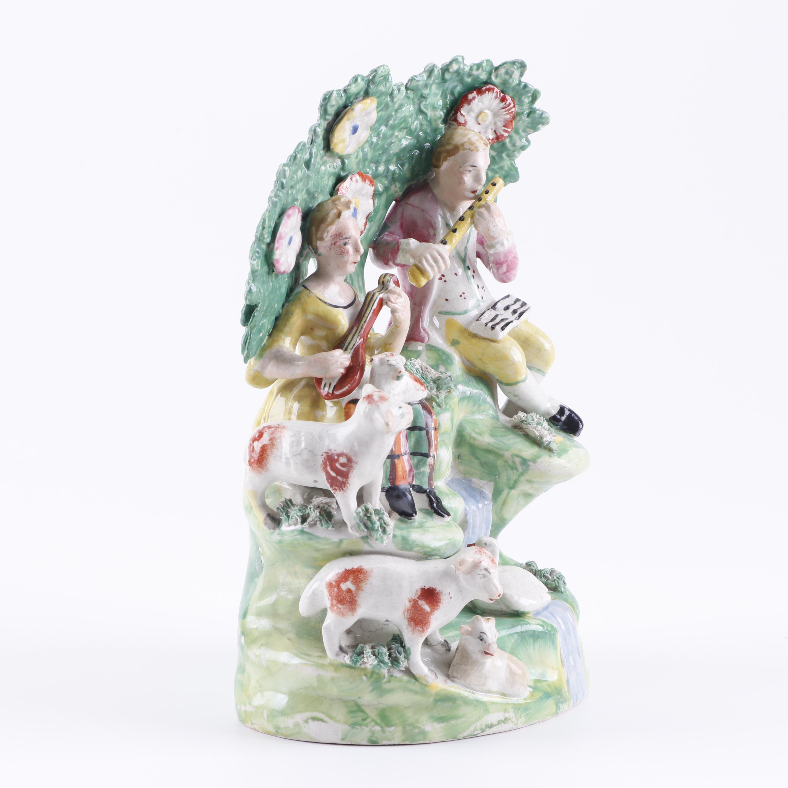Staffordshire Figurines and Watch Holder