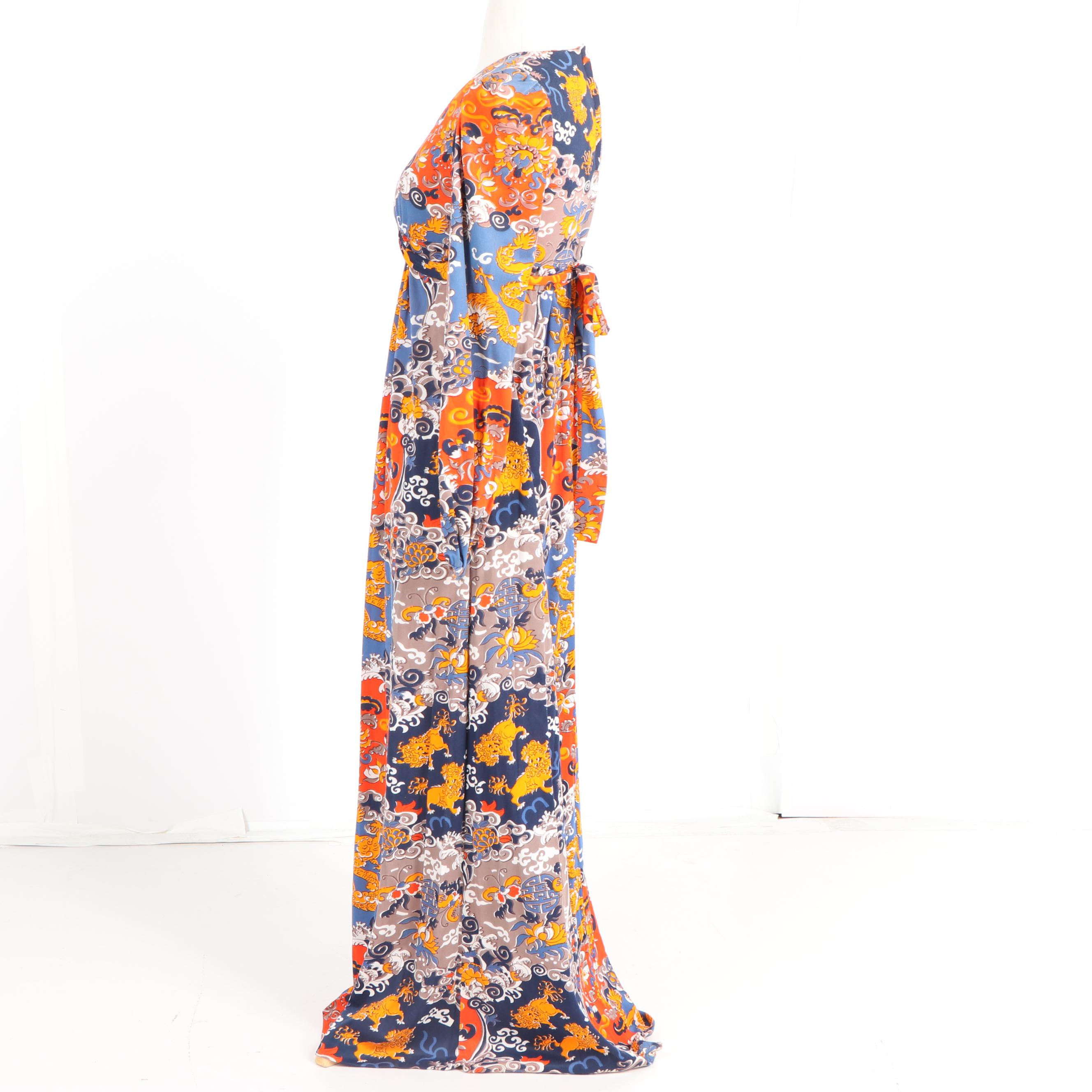 Women's Vintage Patricia Fair Asian Inspired Maxi Dress