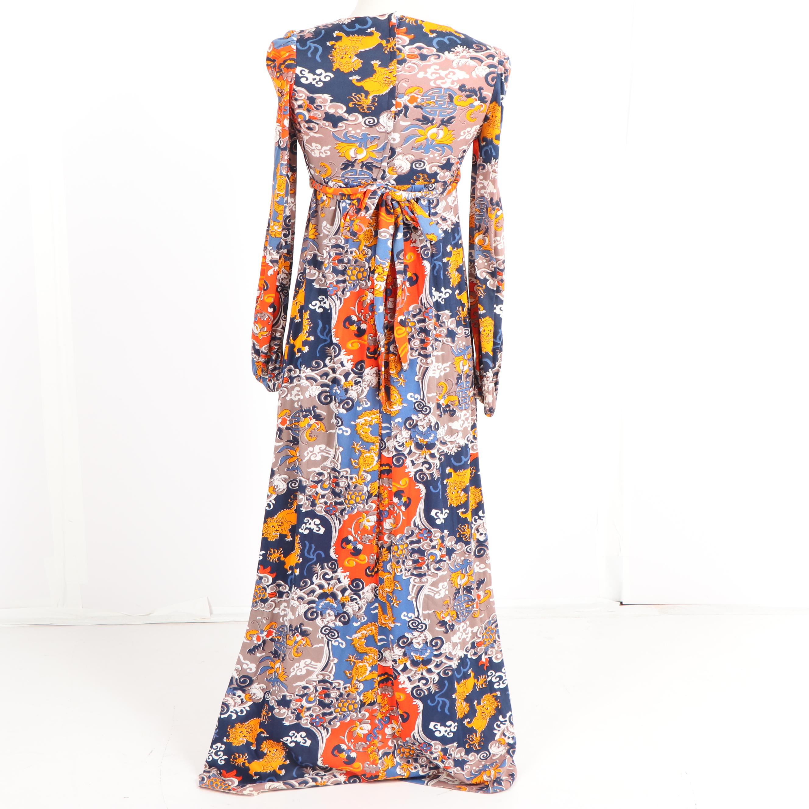 Women's Vintage Patricia Fair Asian Inspired Maxi Dress