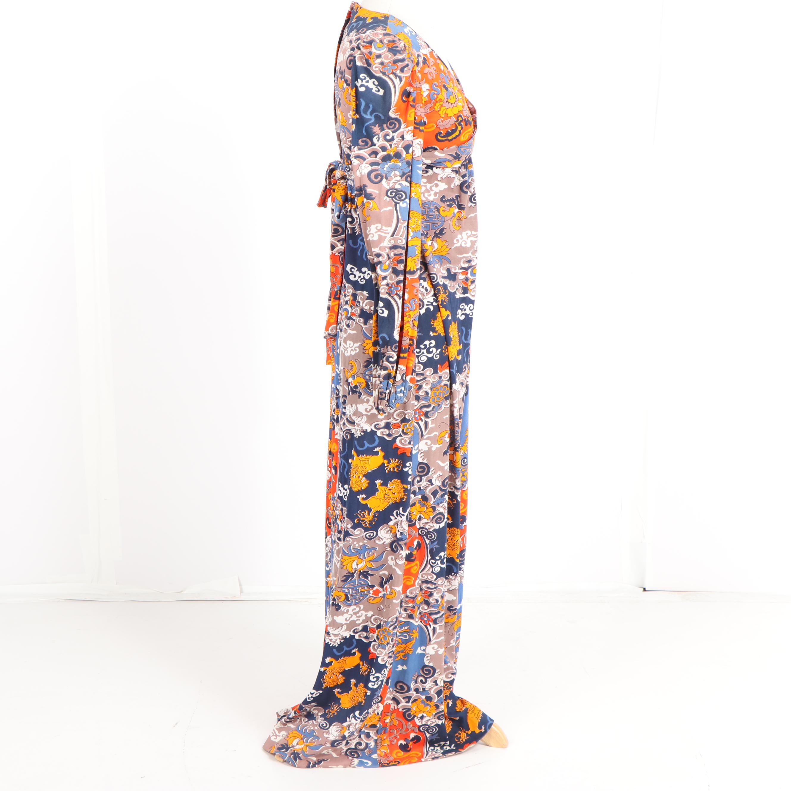 Women's Vintage Patricia Fair Asian Inspired Maxi Dress