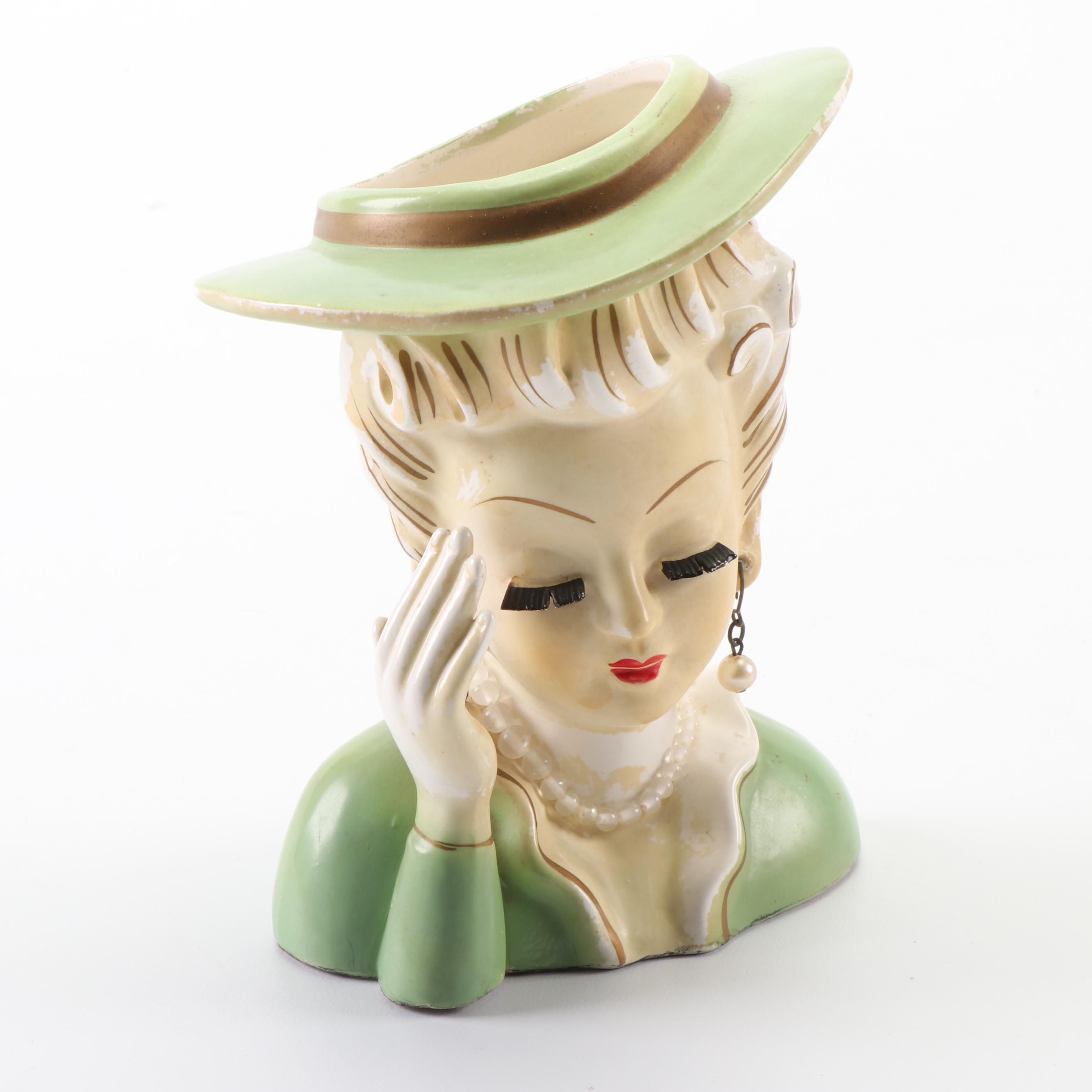 Tilso Japanese "Headache" Hand-Painted Lady Head Vase