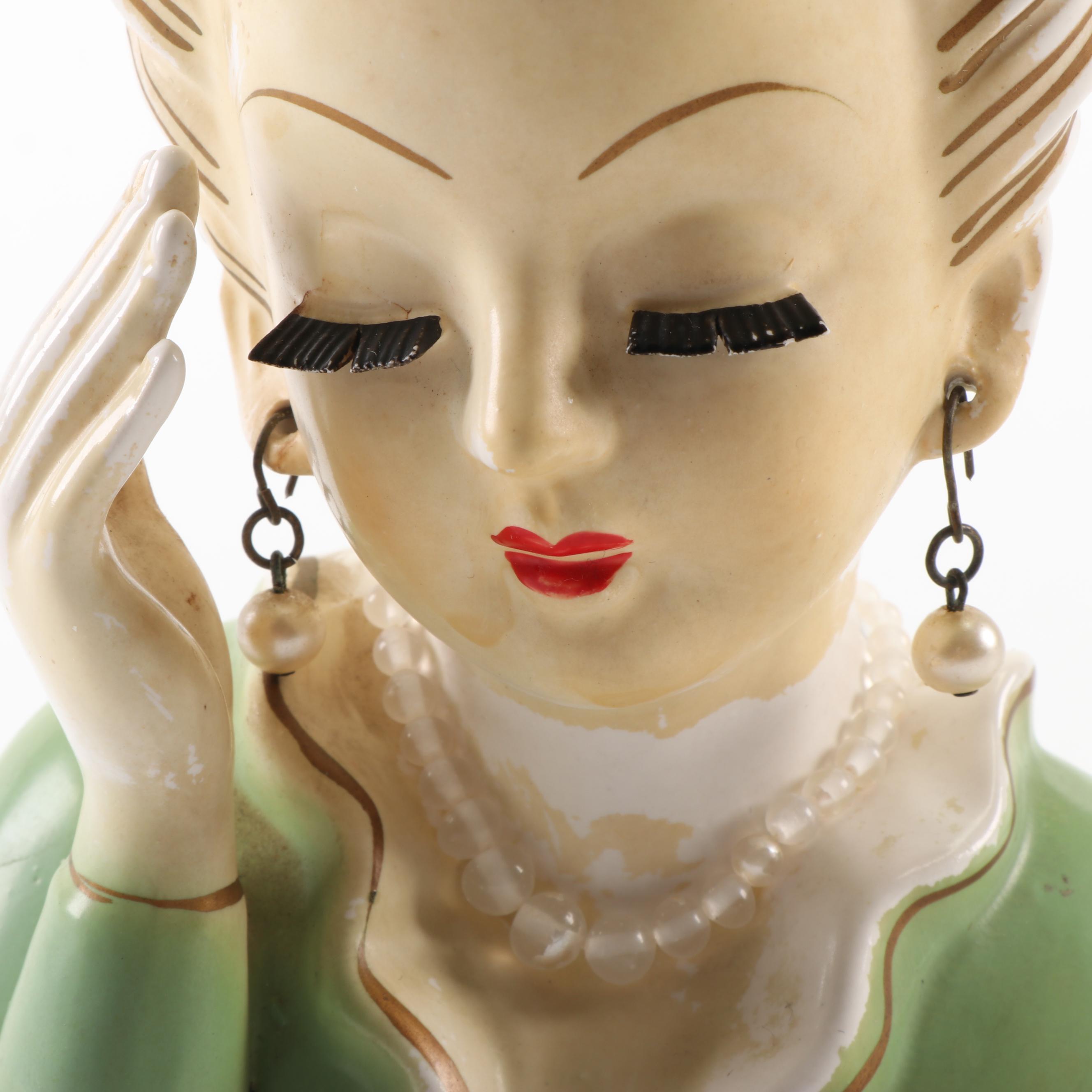 Tilso Japanese "Headache" Hand-Painted Lady Head Vase