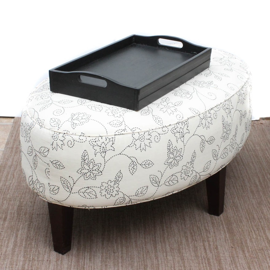 FrontRoom Furnishings Upholstered Oval Ottoman