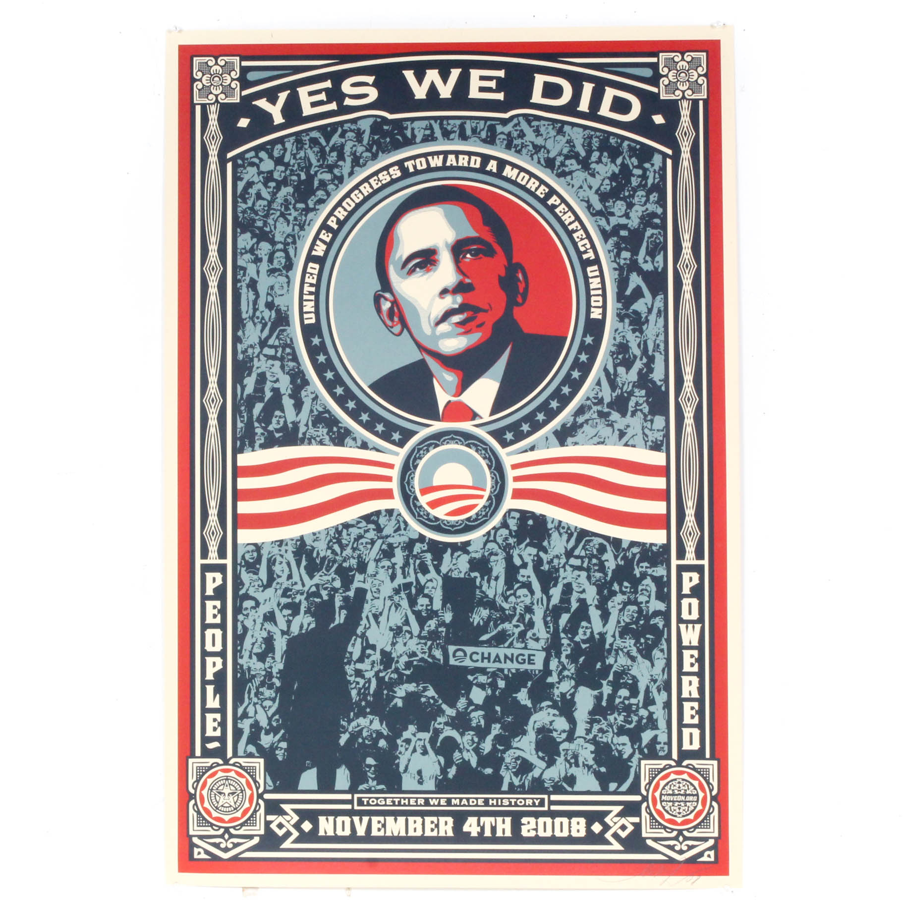 Shepard Fairey Open Edition Offset Print "Yes We Did"