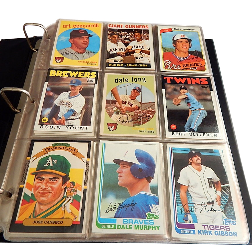 Baseball Card Album from 1950s to 1980s with 1964 W. Mays/O. Cepeda