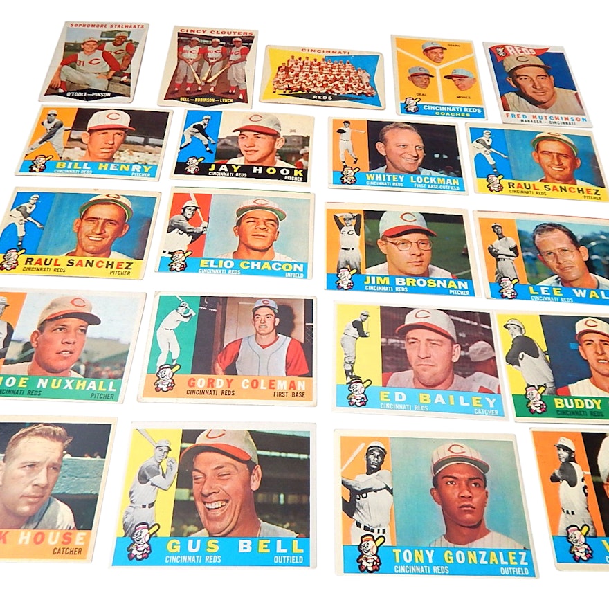 1960 Topps Cincinnati Reds Baseball Card Collection with Nuxhall, Pinson