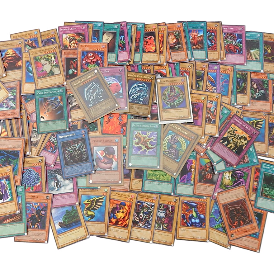 Over 100 Original 1990s Yu-Gi-Oh! Trading Cards Metallic, Gold and Silver Backs