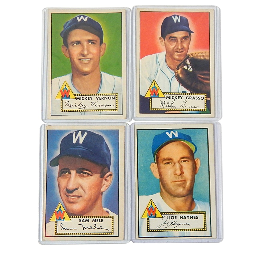 1952 Topps Baseball Cards with Vernon, Grasso, Mele, Haynes
