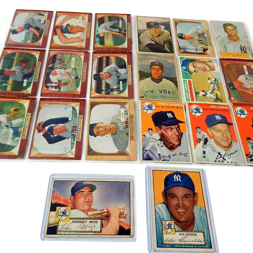 Vintage Topps and Bowman New York Yankees 1952 thru 1955 Baseball Cards