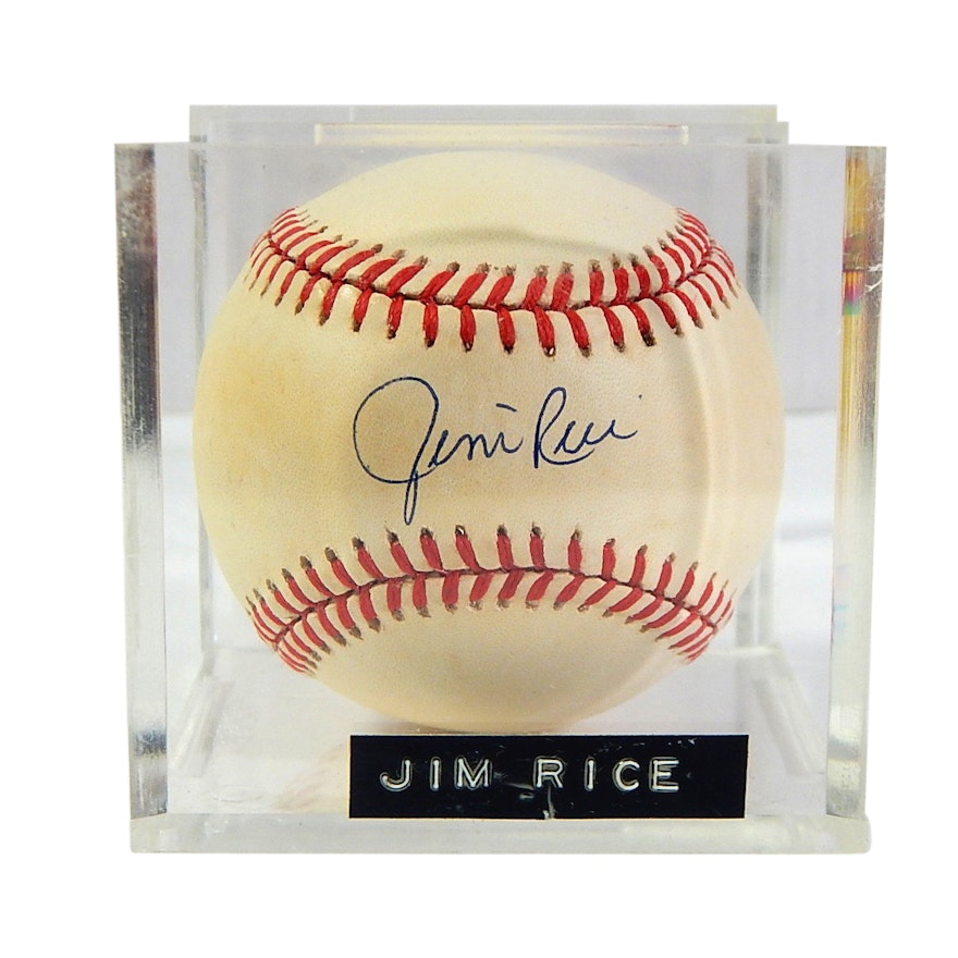 Boston Red Sox HOF Jim Rice Signed Gene Budig Baseball
