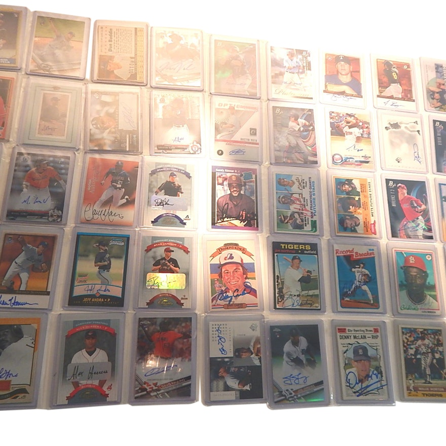 Autographed Baseball Card Lot - 50 Count - Brock, G. Carter, Hershiser