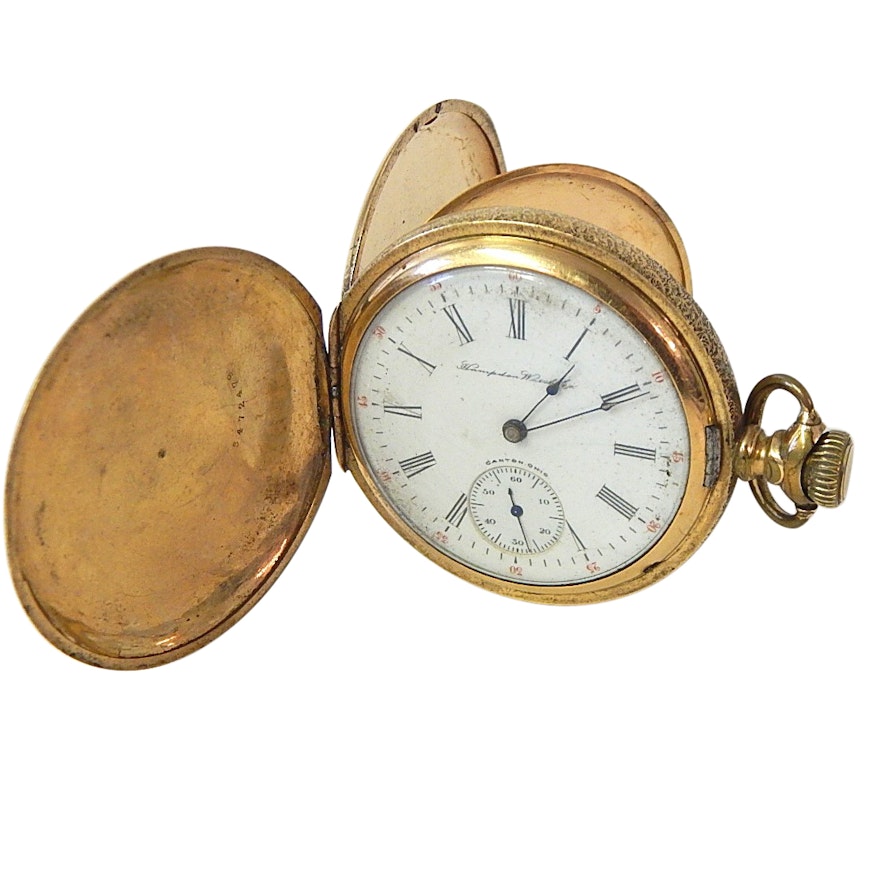 Gold Tone Hampton Watch Co. Pocket Watch
