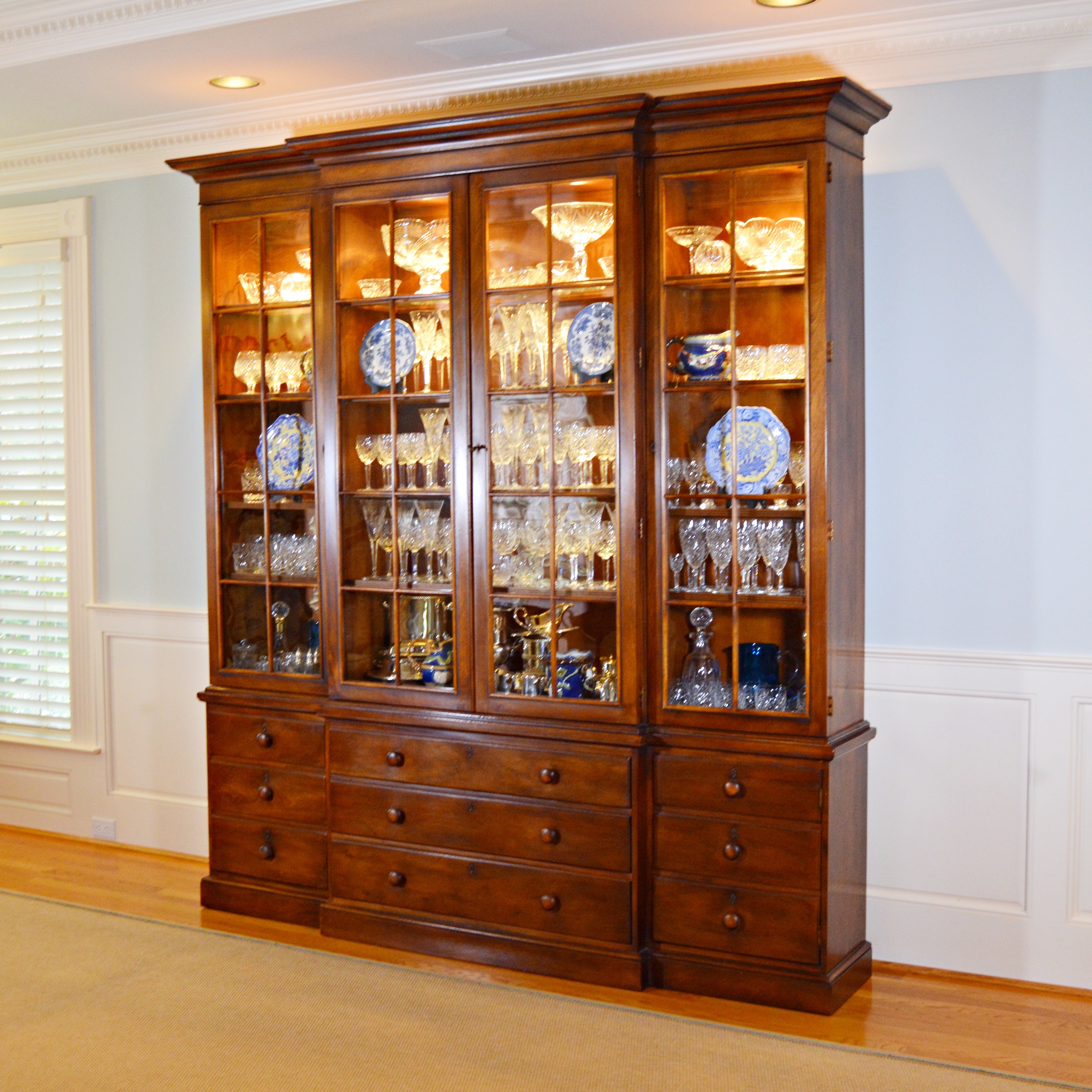 Contemporary Breakfront China Cabinet by Henredon Registry, First Edition, No 12