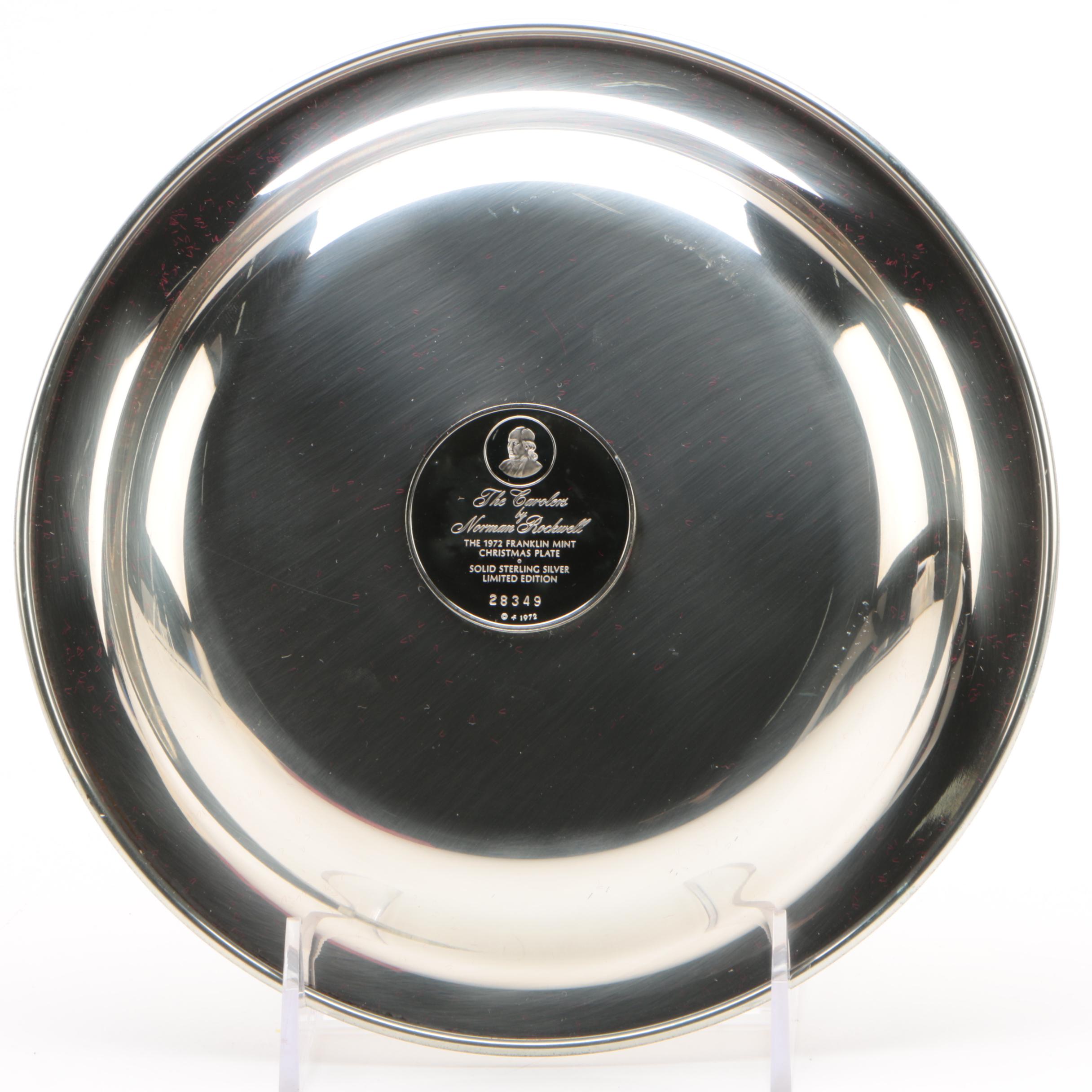 Norman Rockwell "The Carolers" Sterling 1972 Franklin Mint Christmas Plate