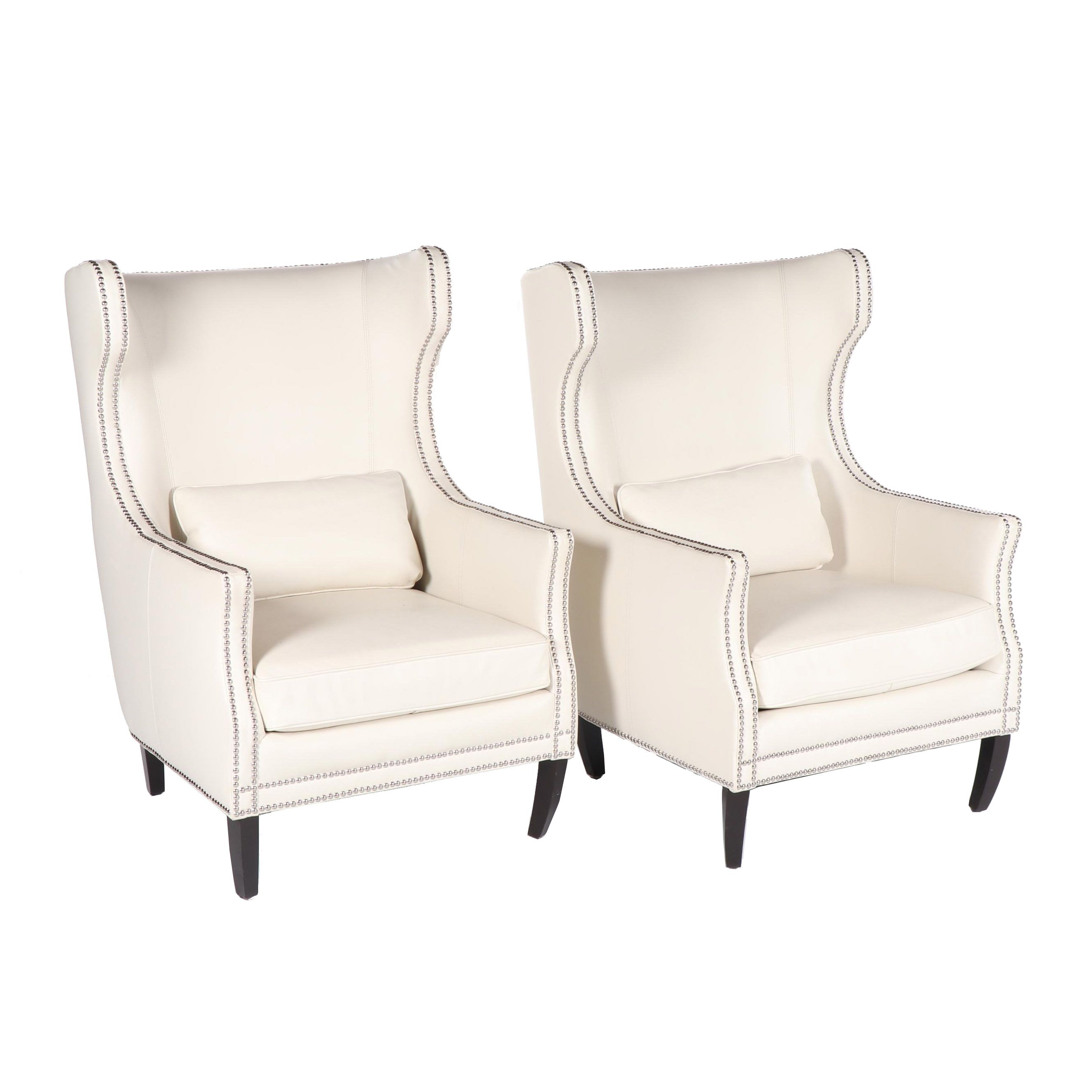 "Davis" Leather Wingback Armchairs by Z Gallerie, 21st Century