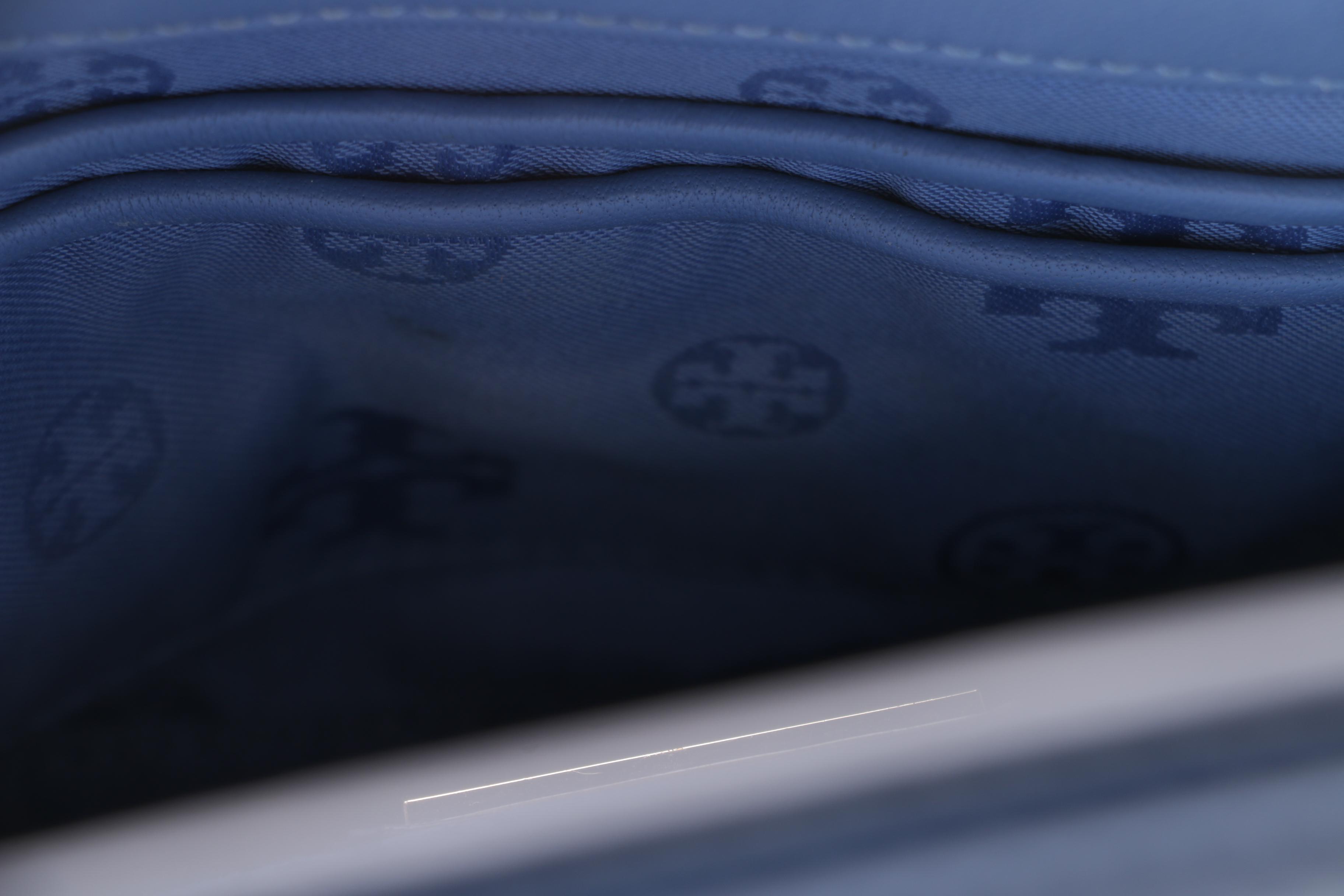 Tory Burch Fleming Blue Quilted Leather Crossbody Bag