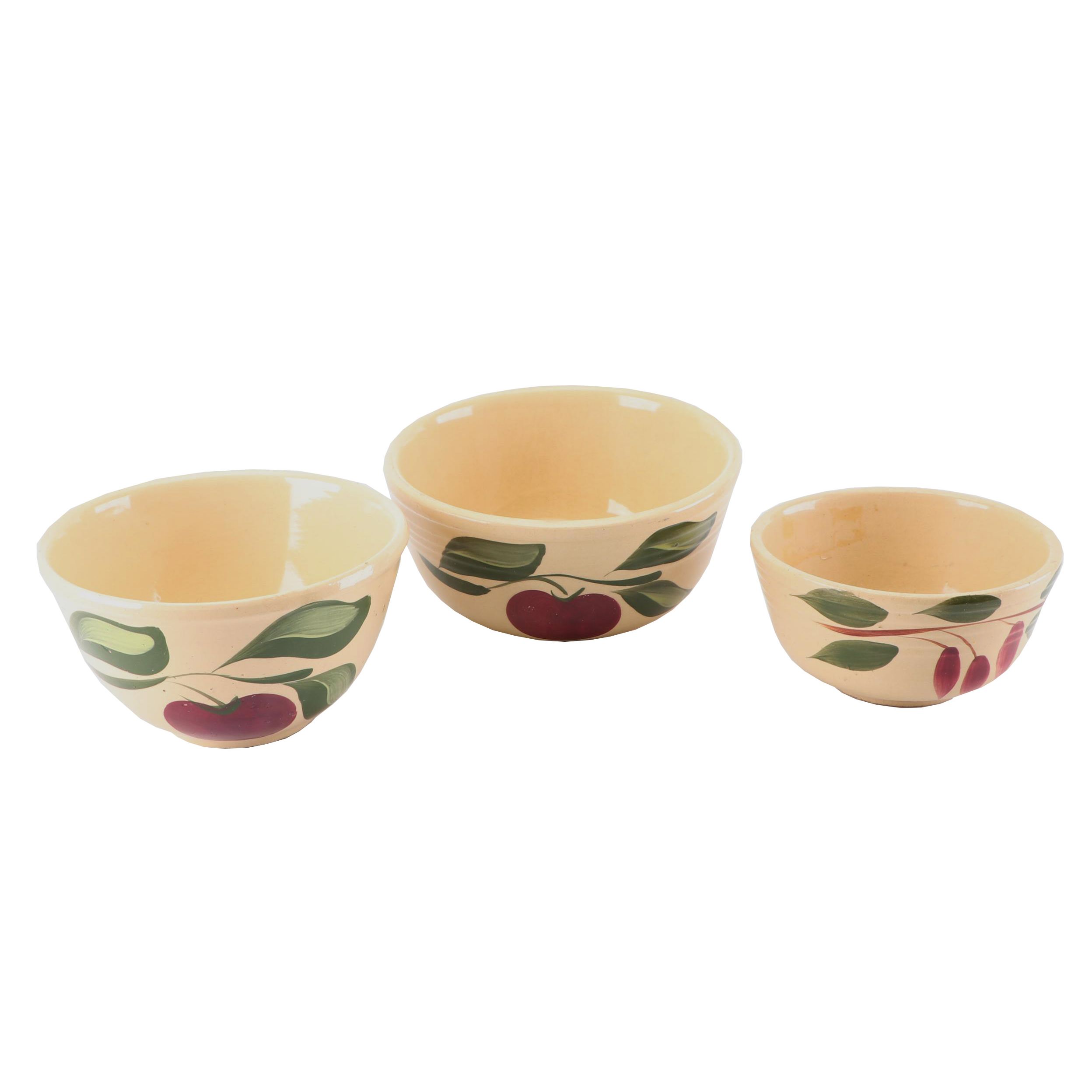 Vintage Watt Pottery "Apples" Mixing Bowls