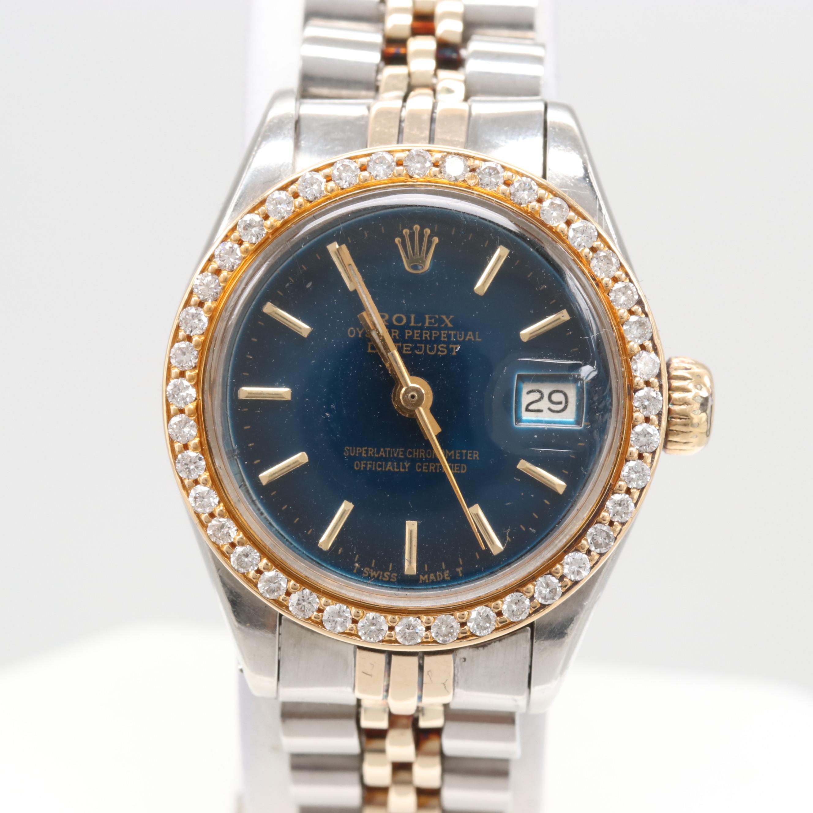 Rolex Datejust 14K Yellow Gold and Stainless Steel Diamond Watch 1973