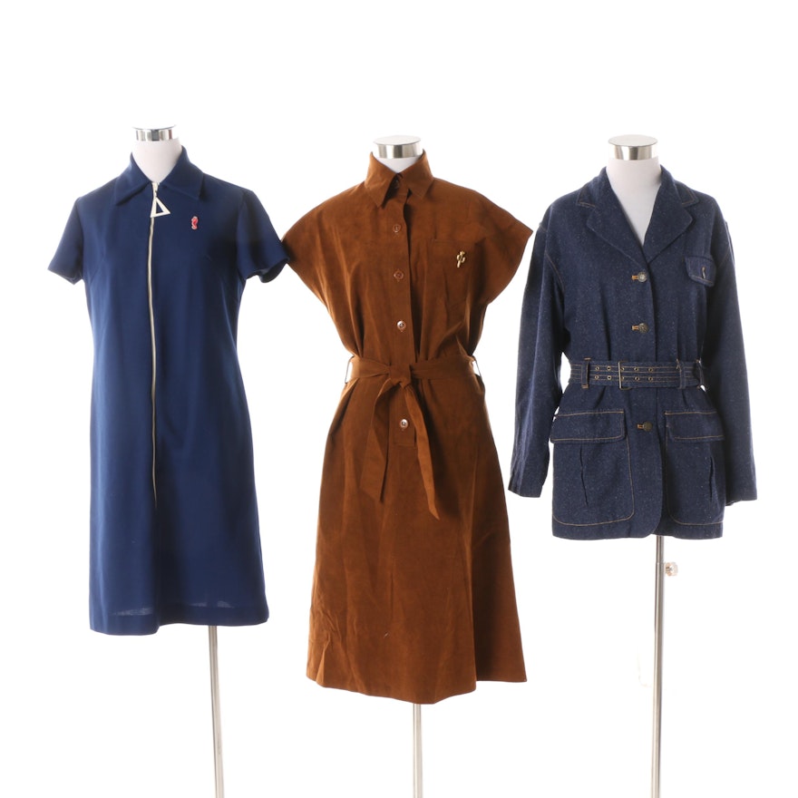 Women's Circa 1970s Vintage Shirt Dresses and Jacket including Styleworks