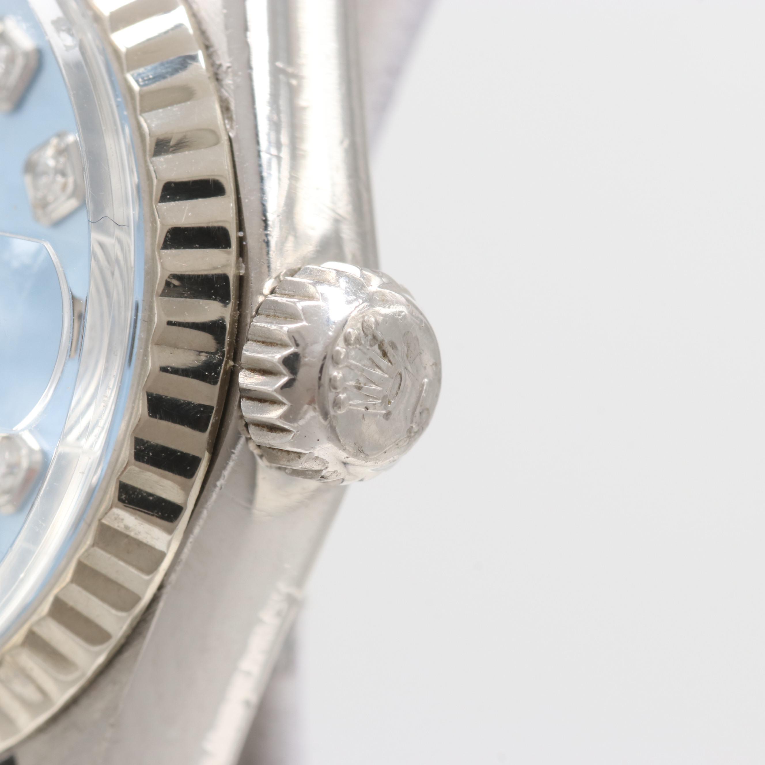 Lady Tudor 14K White Gold Watch With Aftermarket Diamond Dial