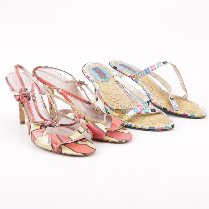 Vintage Emilio Pucci Patterned High-Heeled Sandals