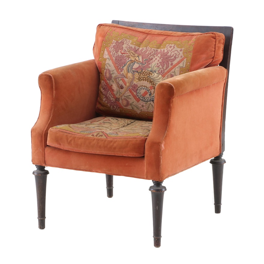 Late Victorian Upholstered and Mahogany Armchair, Early 20th Century