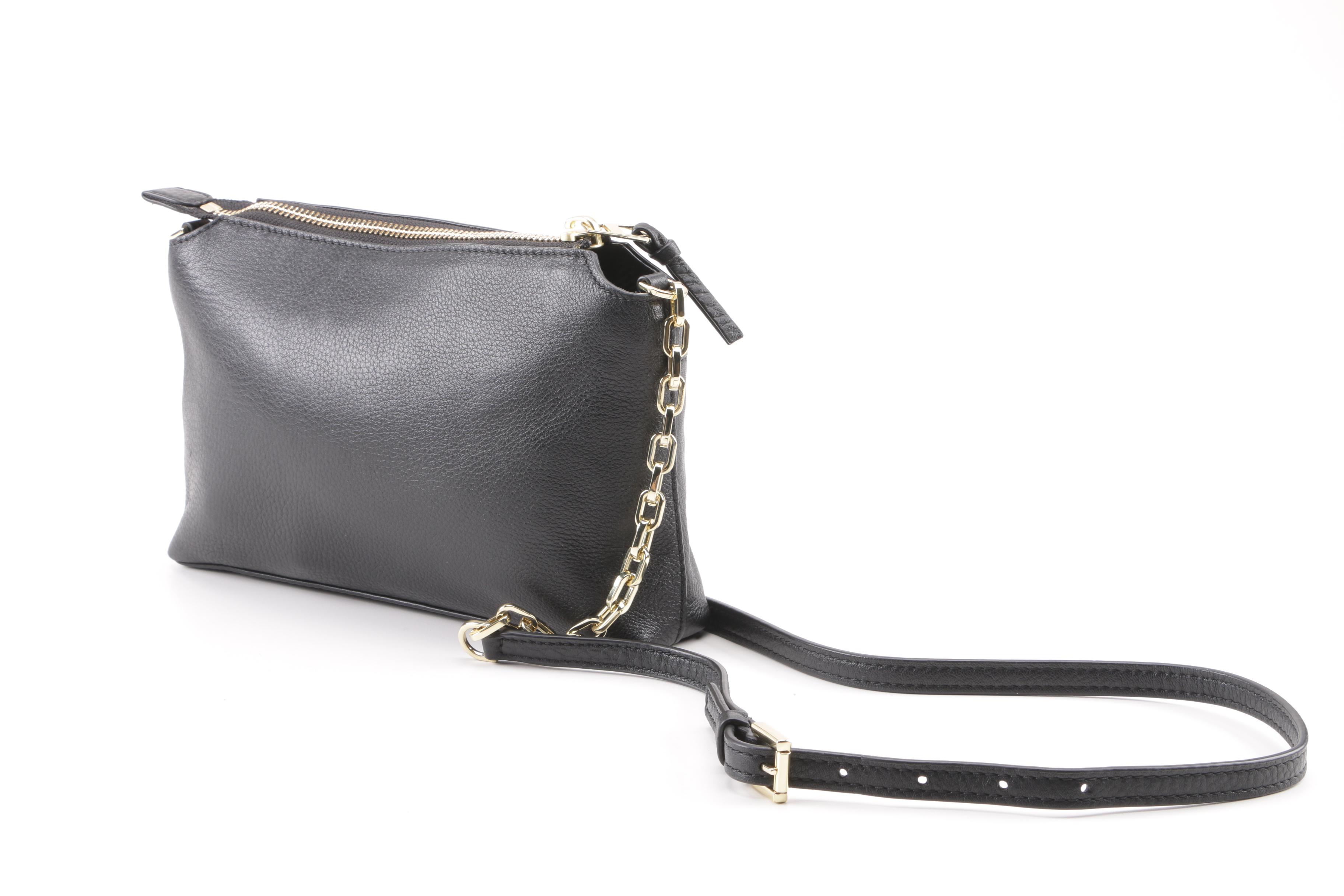 Tory Burch Black Pebbled Leather Crossbody Bag
