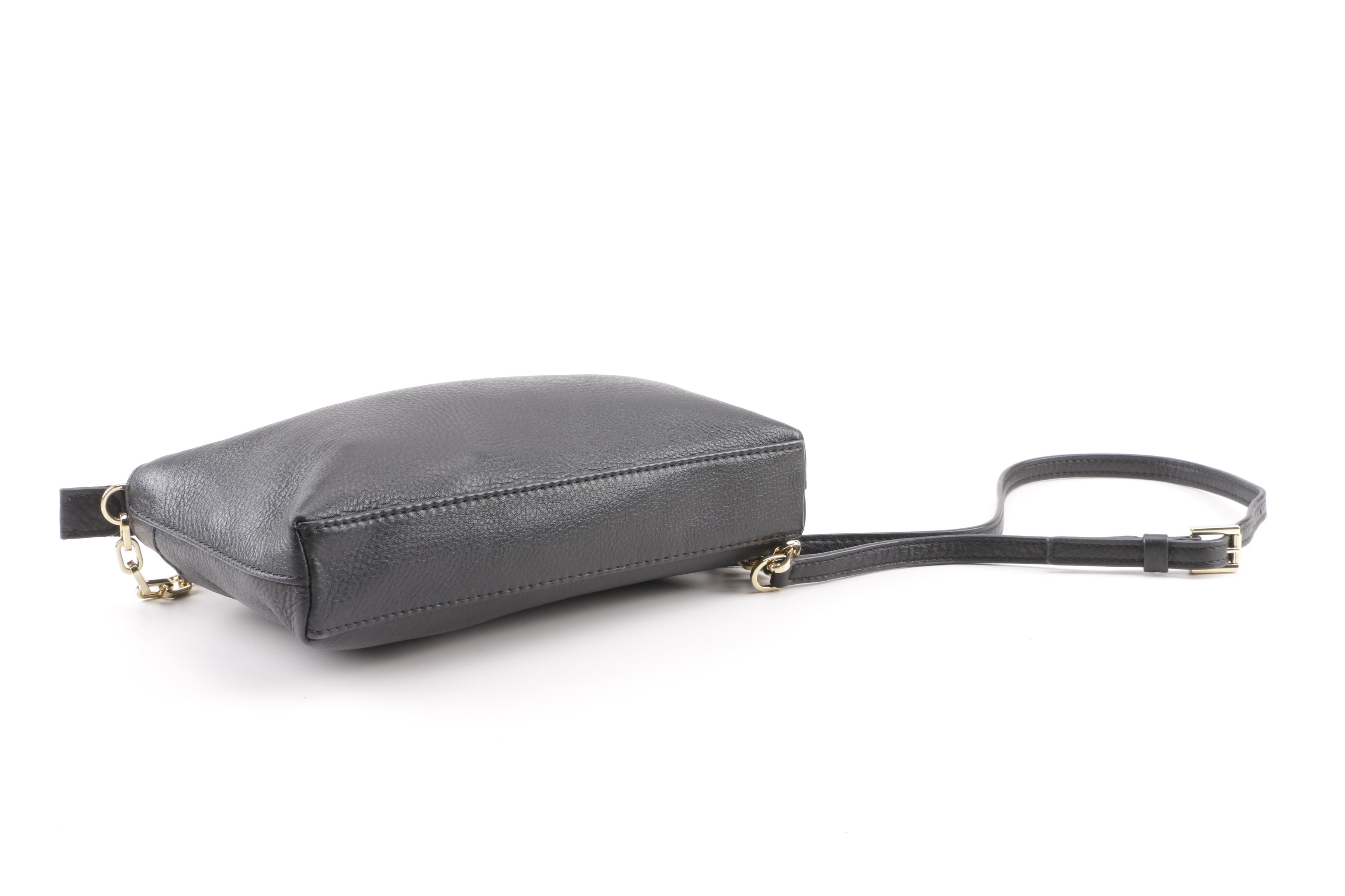 Tory Burch Black Pebbled Leather Crossbody Bag