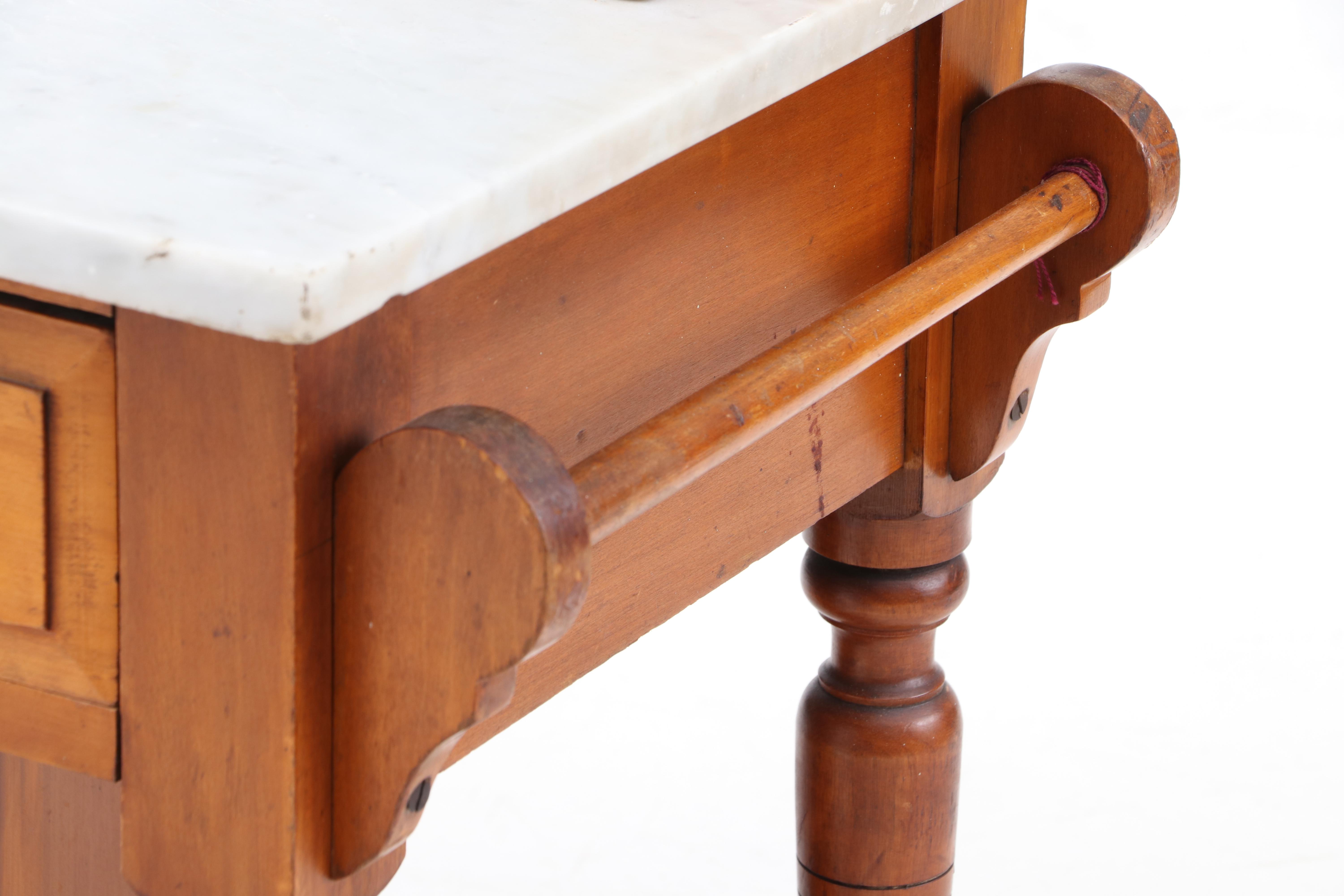 English Wash Stand with Art Nouveau Tiles, Circa 1910