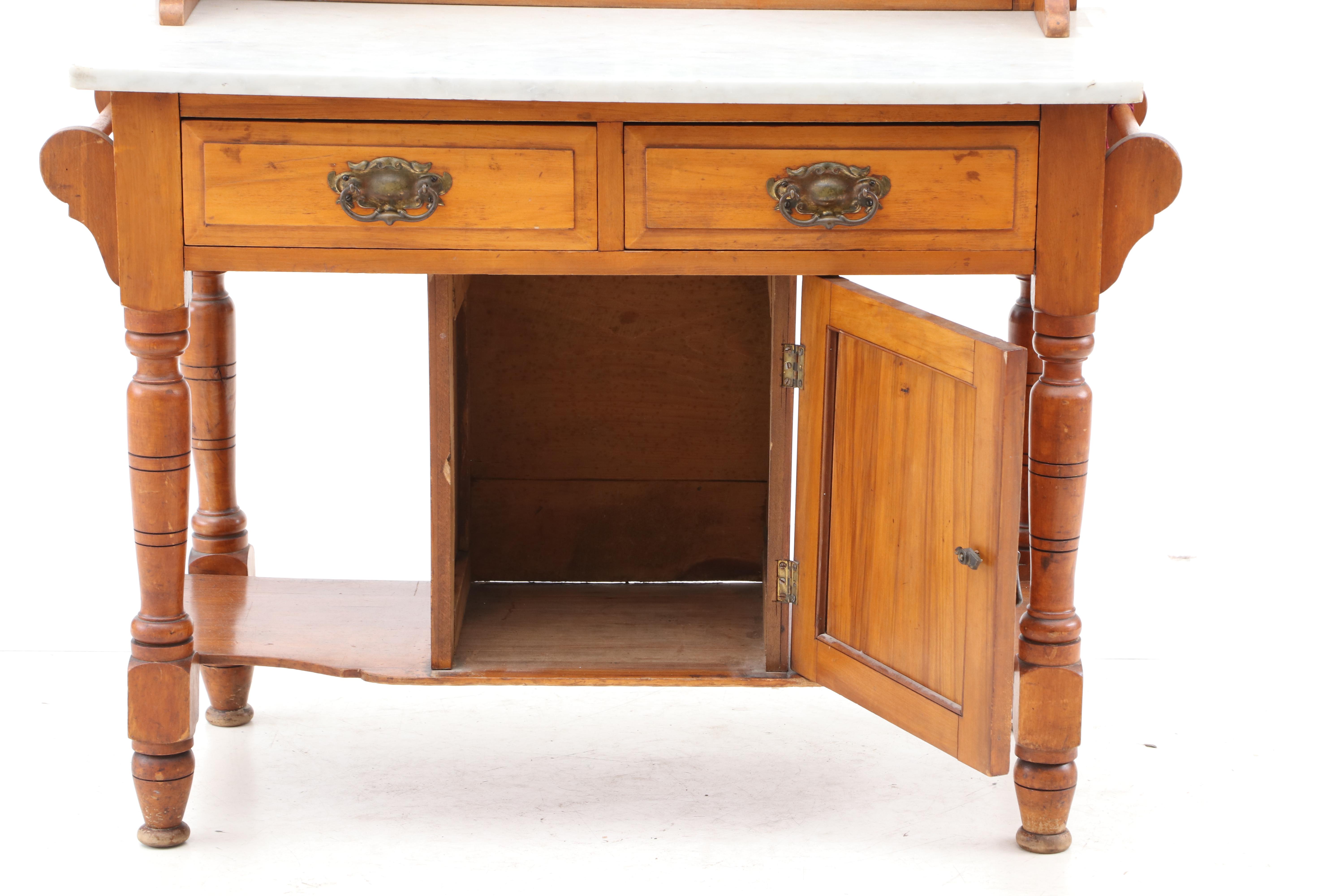 English Wash Stand with Art Nouveau Tiles, Circa 1910