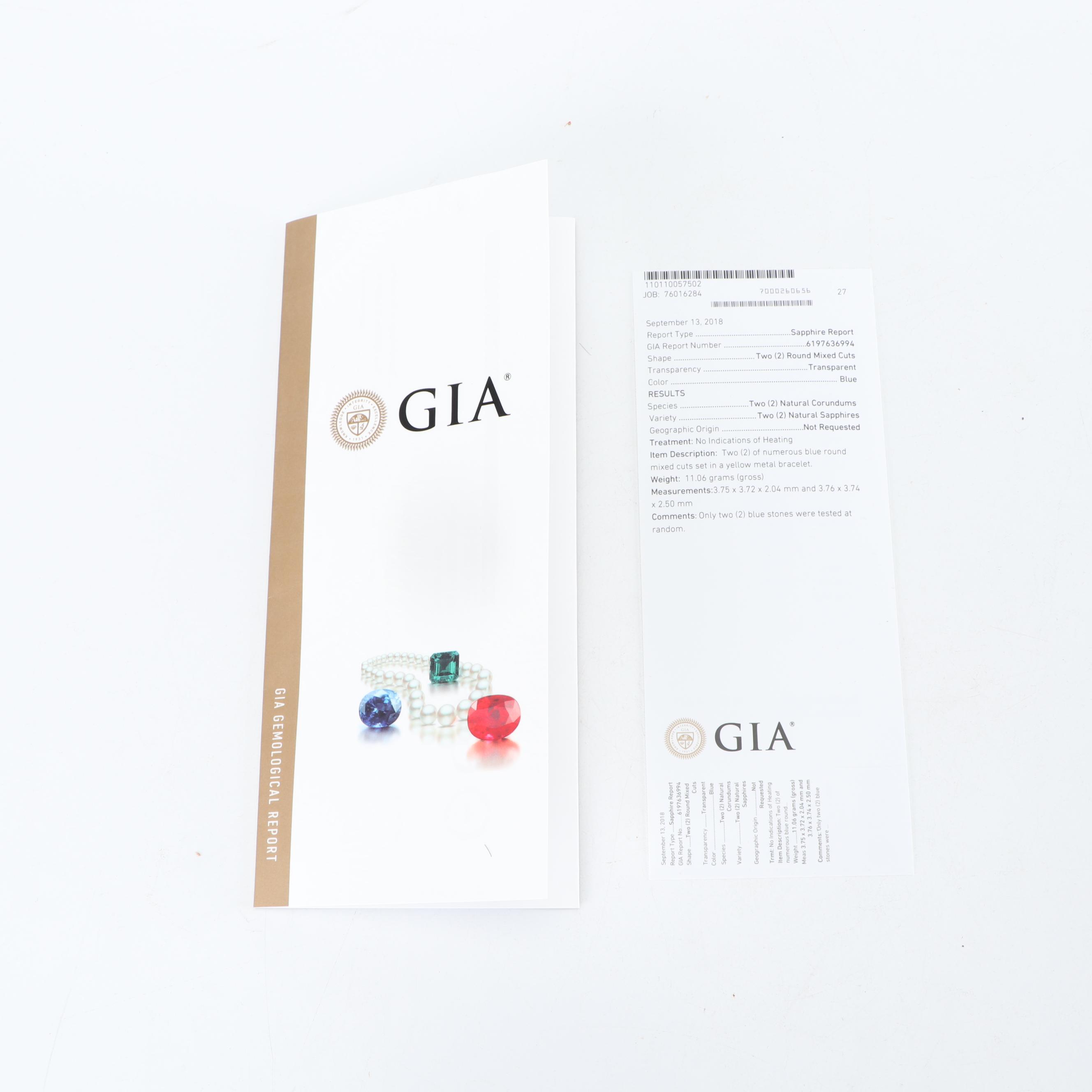 14K Yellow Gold 12.60 CTW Sapphire Bracelet with GIA Report