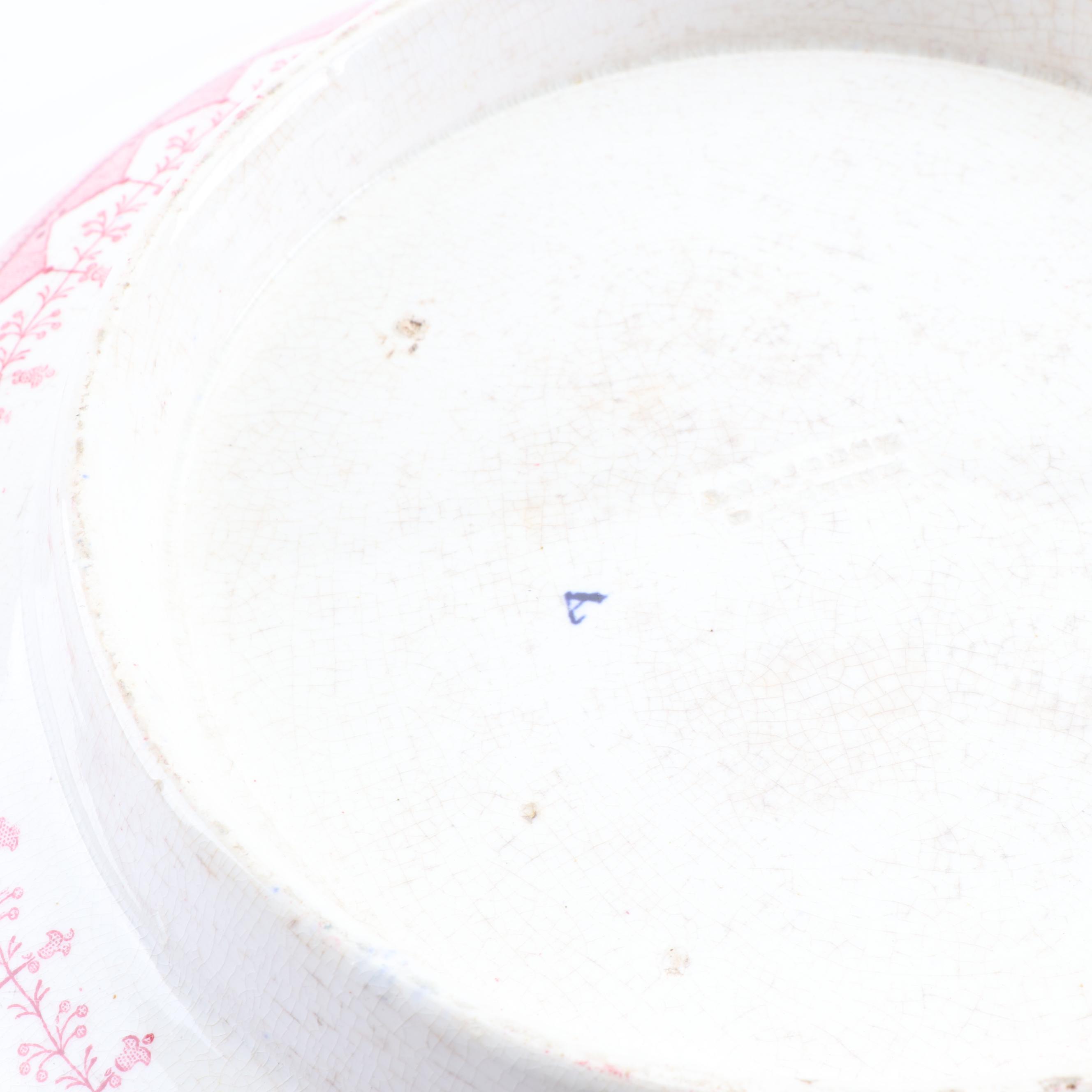 Red Transferware Earthenware Pitchers and Wash Basin