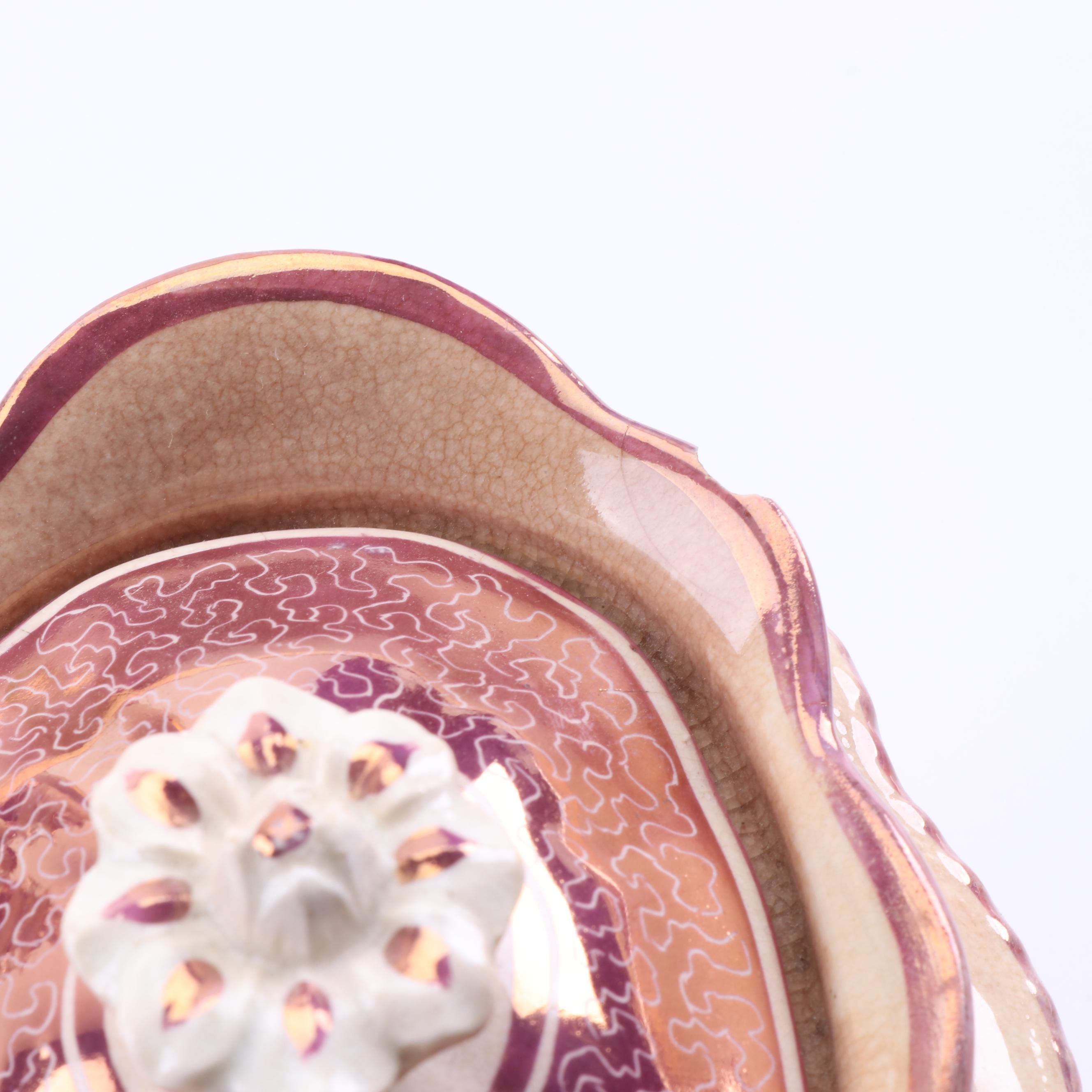 Antique English Pink Luster Pearlware Tea Set