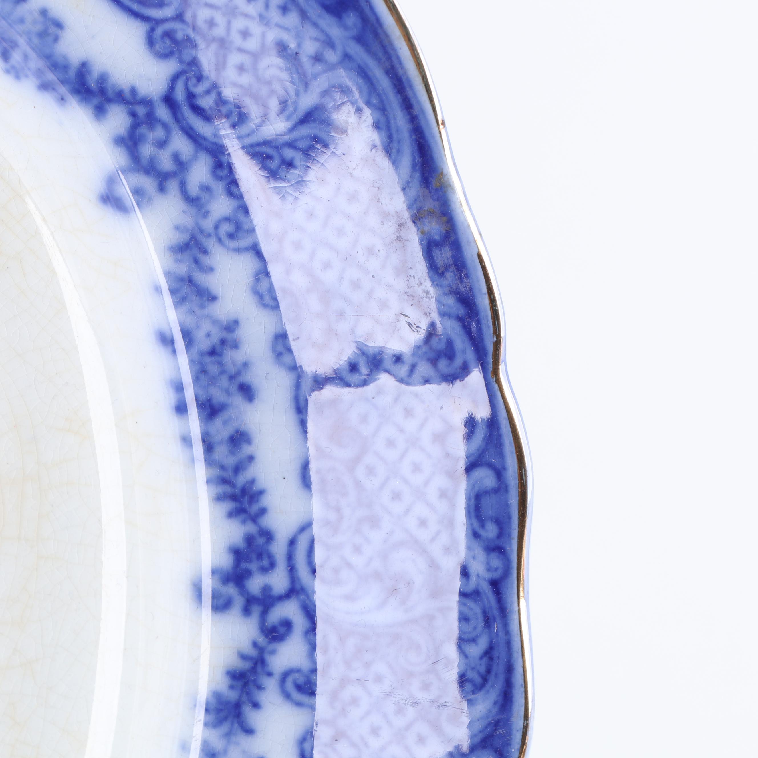 Ridgways "Scenes from Charles Dickens Old Curiousity Shop" Flow Blue Serveware