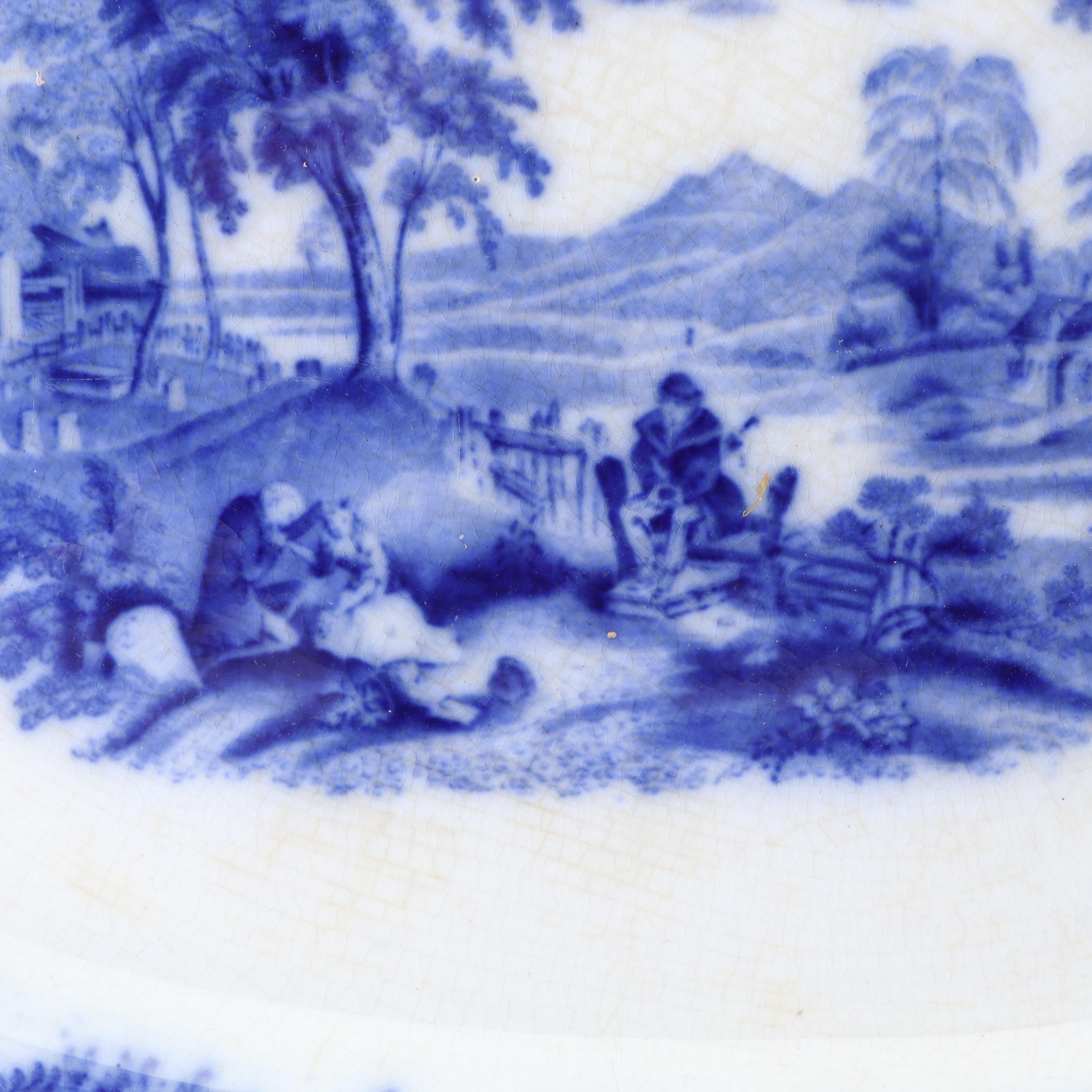 Ridgways "Scenes from Charles Dickens Old Curiousity Shop" Flow Blue Serveware