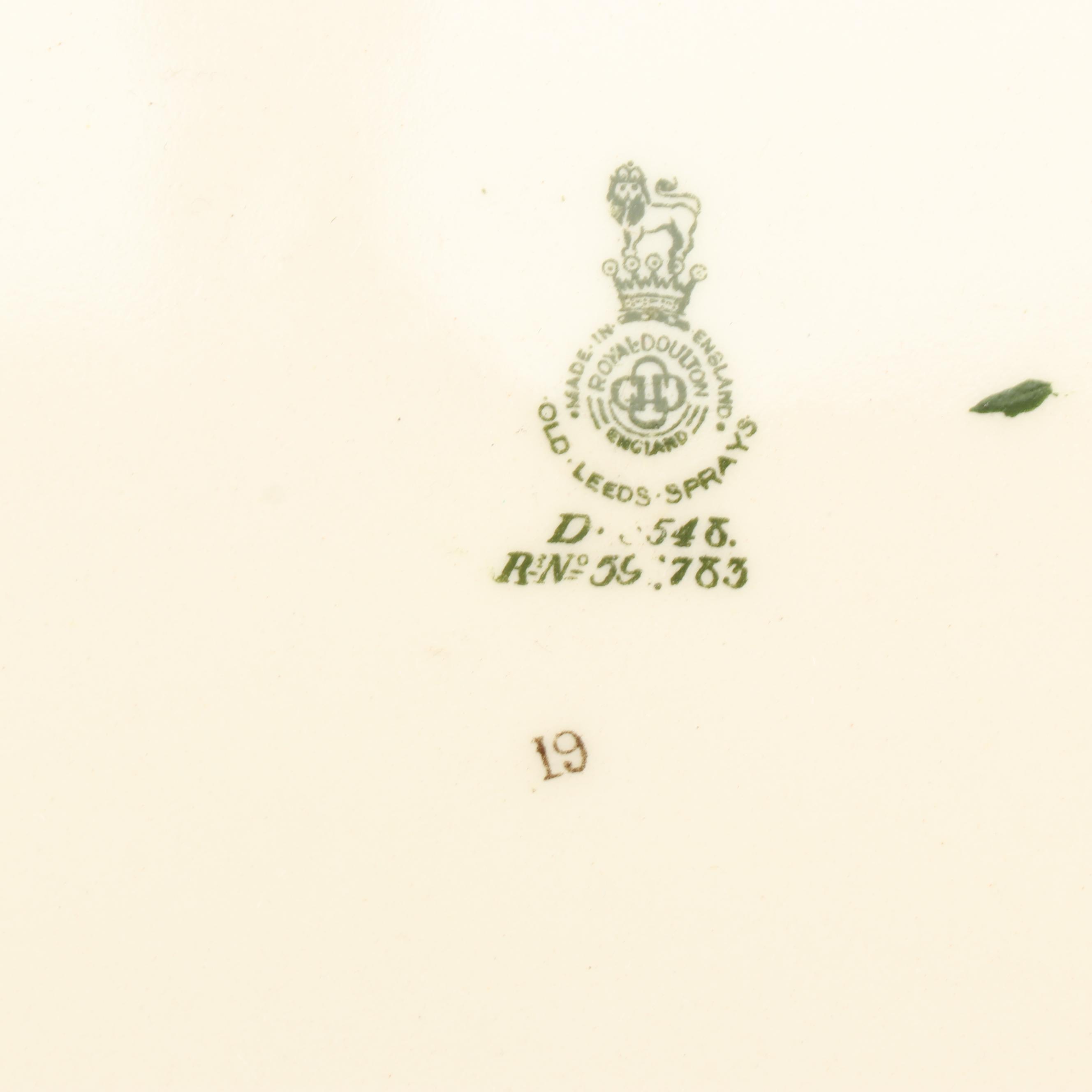 Royal Doulton "Old Leeds Spray" Earthenware Dinnerware, Circa 1912