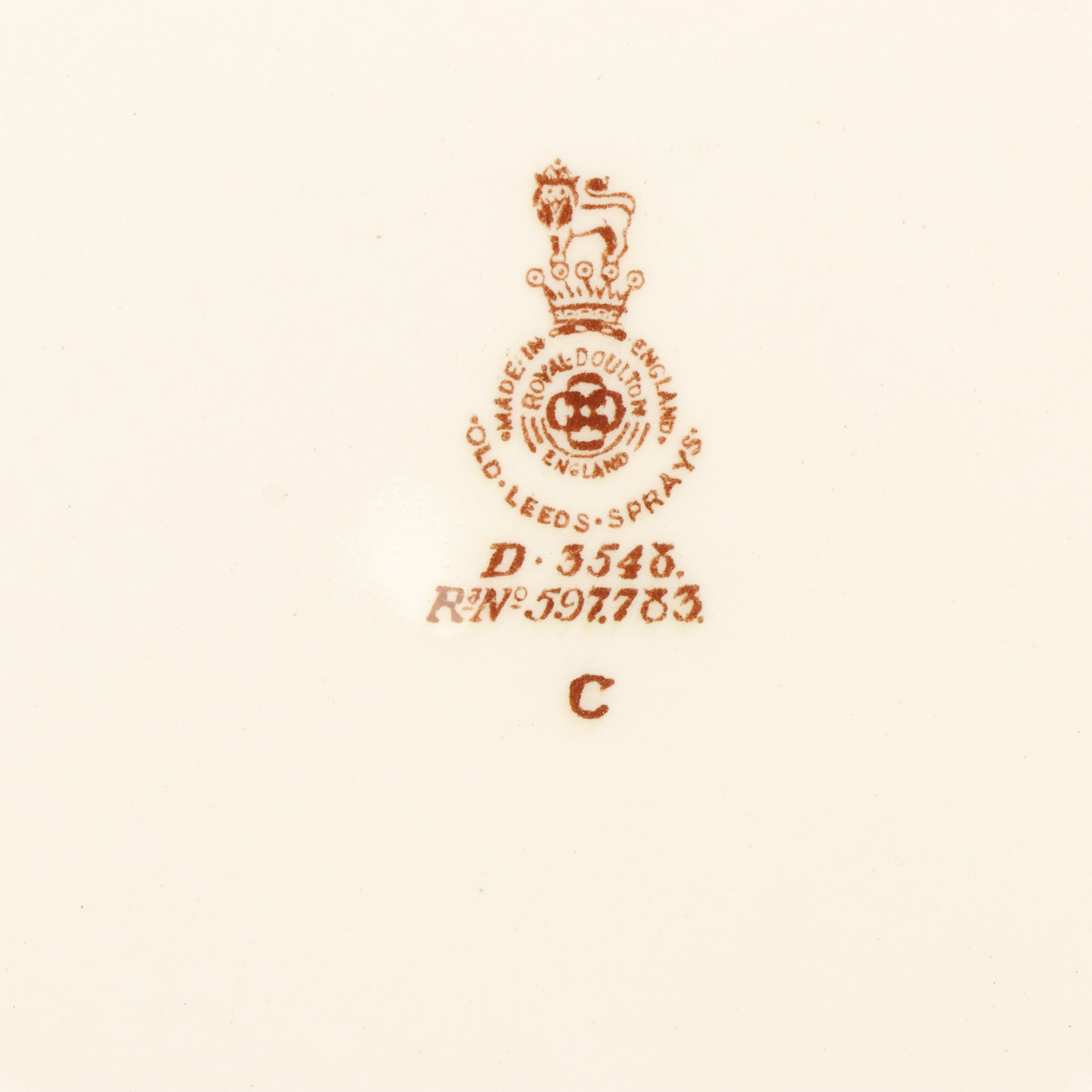 Royal Doulton "Old Leeds Spray" Earthenware Dinnerware, Circa 1912