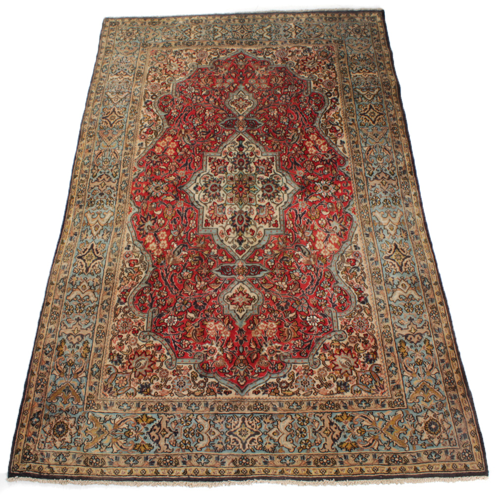 Semi-Antique Hand-Knotted Persian Qum Rug