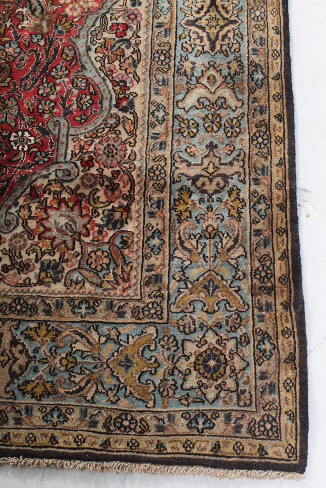 Semi-Antique Hand-Knotted Persian Qum Rug