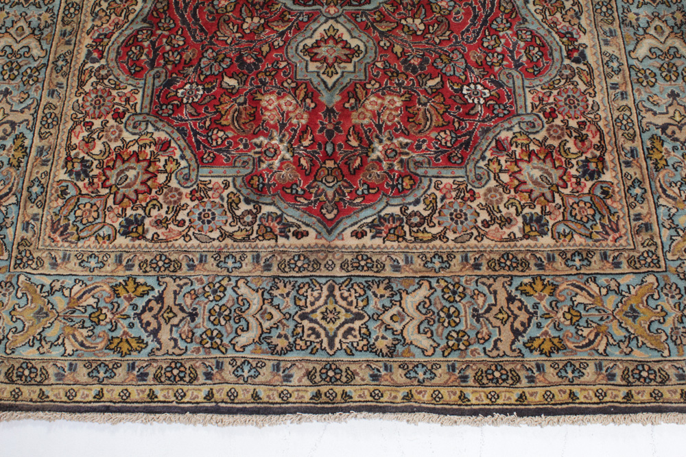 Semi-Antique Hand-Knotted Persian Qum Rug