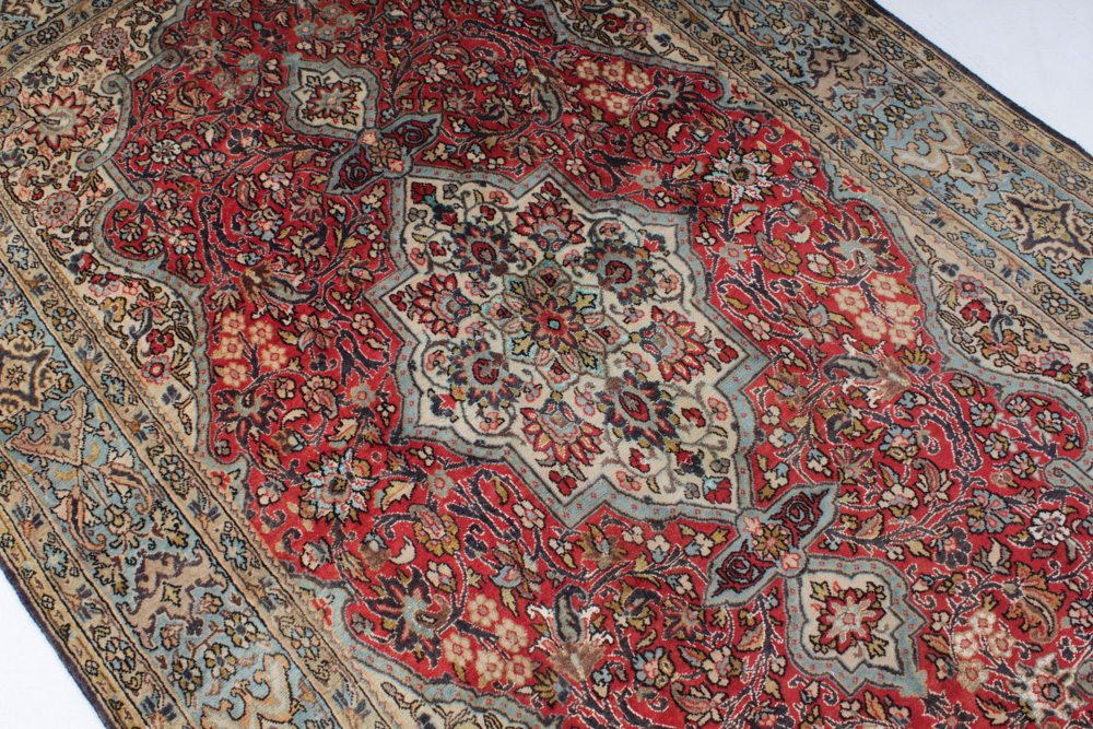 Semi-Antique Hand-Knotted Persian Qum Rug
