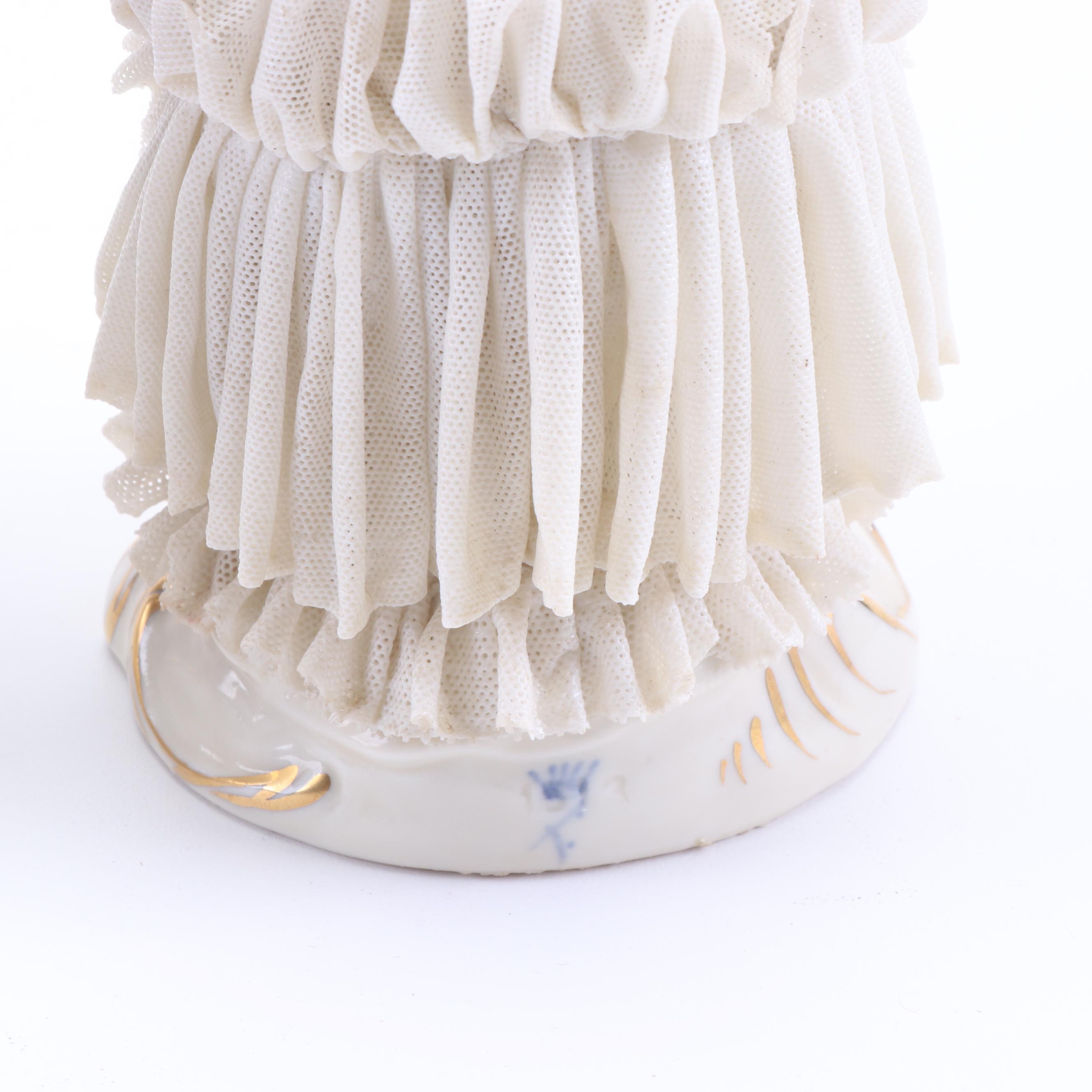 Luigi Fabris and Ackermann & Fritz Dresden Lace Porcelain Figurines