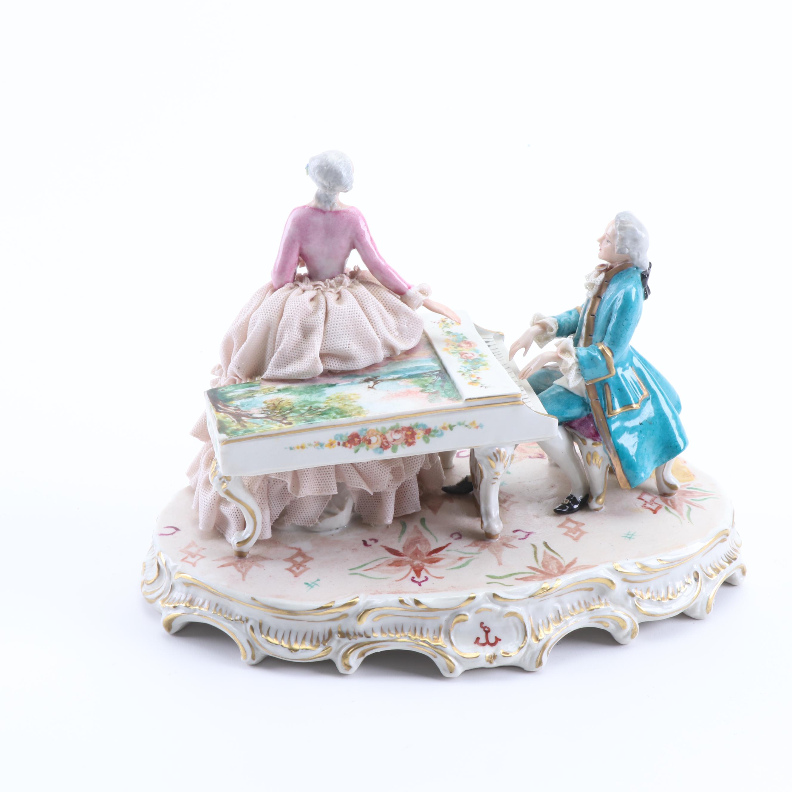Luigi Fabris and Ackermann & Fritz Dresden Lace Porcelain Figurines