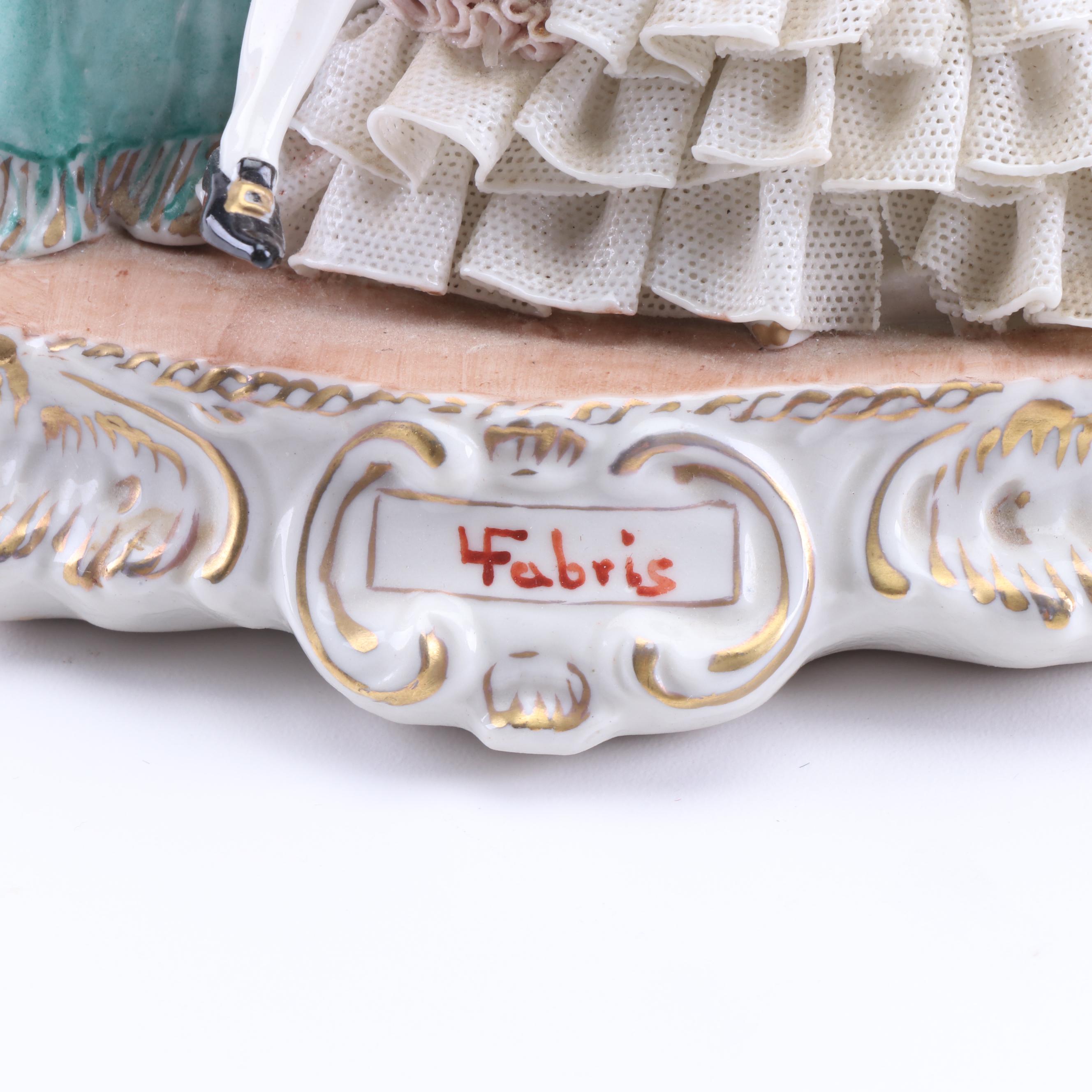 Luigi Fabris and Ackermann & Fritz Dresden Lace Porcelain Figurines