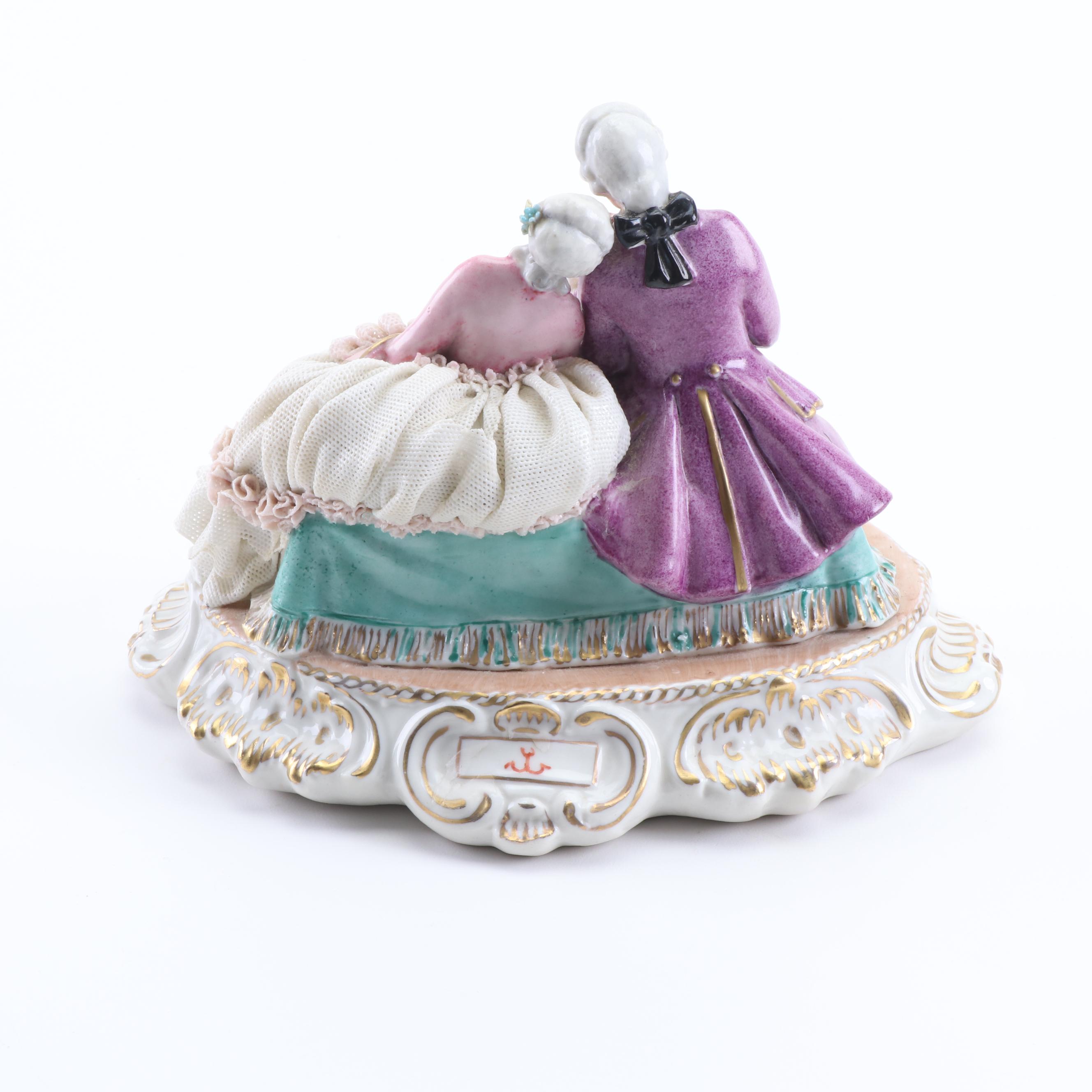 Luigi Fabris and Ackermann & Fritz Dresden Lace Porcelain Figurines