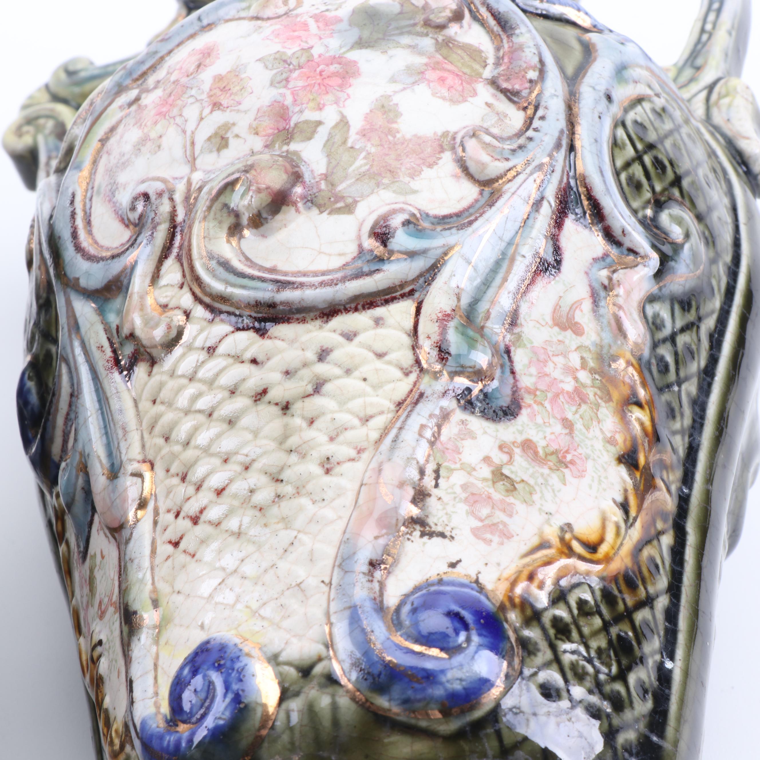 Pair of Continental Art Nouveau Majolica Vases