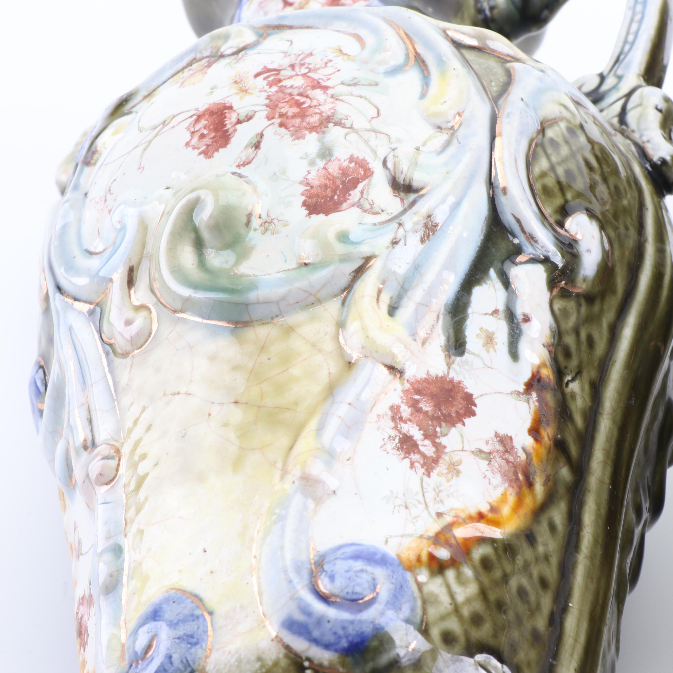 Pair of Continental Art Nouveau Majolica Vases