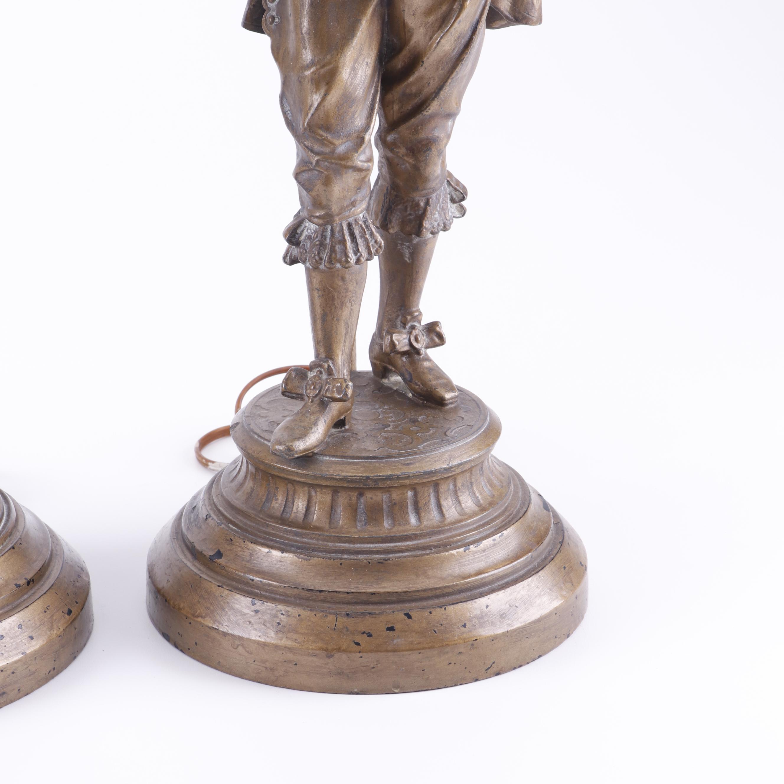 Pinckney Studio Bronzed Finish Pot Metal Figural Conquistador Table Lamps